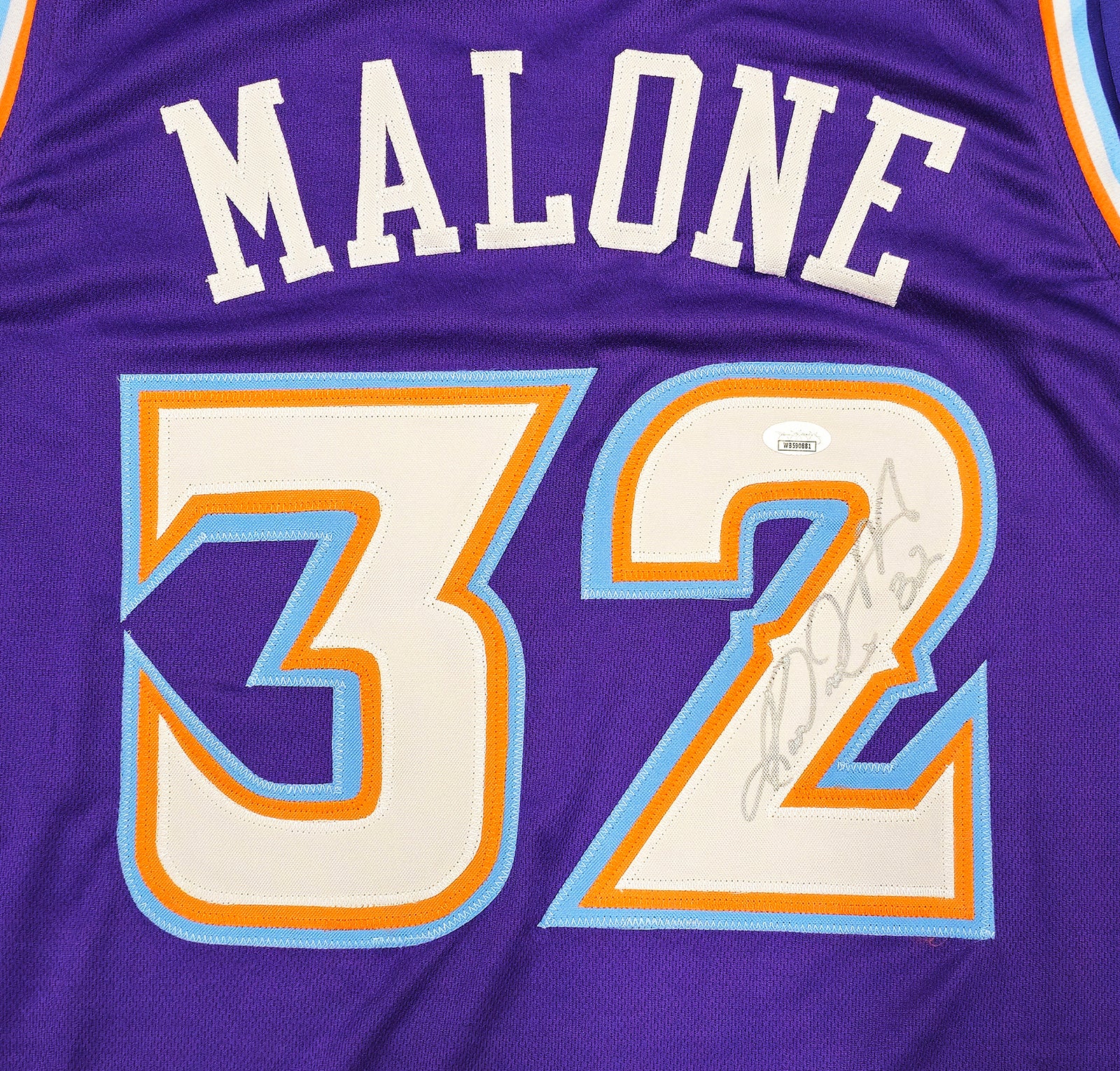 Utah Jazz Karl Malone Autographed Purple Jersey JSA Stock #237069 - Image 2