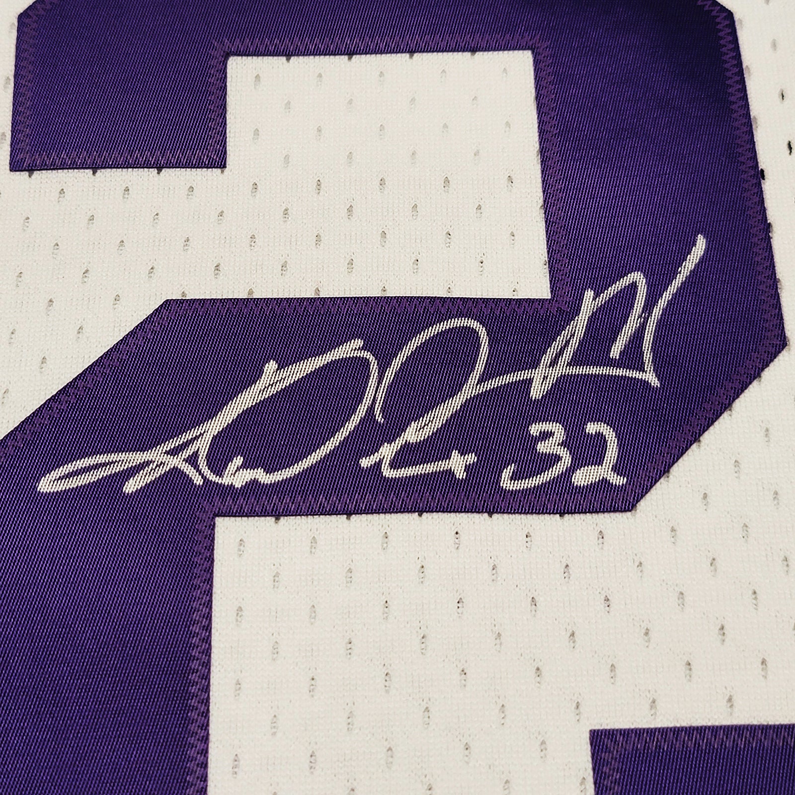 Utah Jazz Karl Malone Autographed White & Purple Authentic Mitchell & Ness Jersey Size XL Beckett BAS Stock #211875 - Image 4