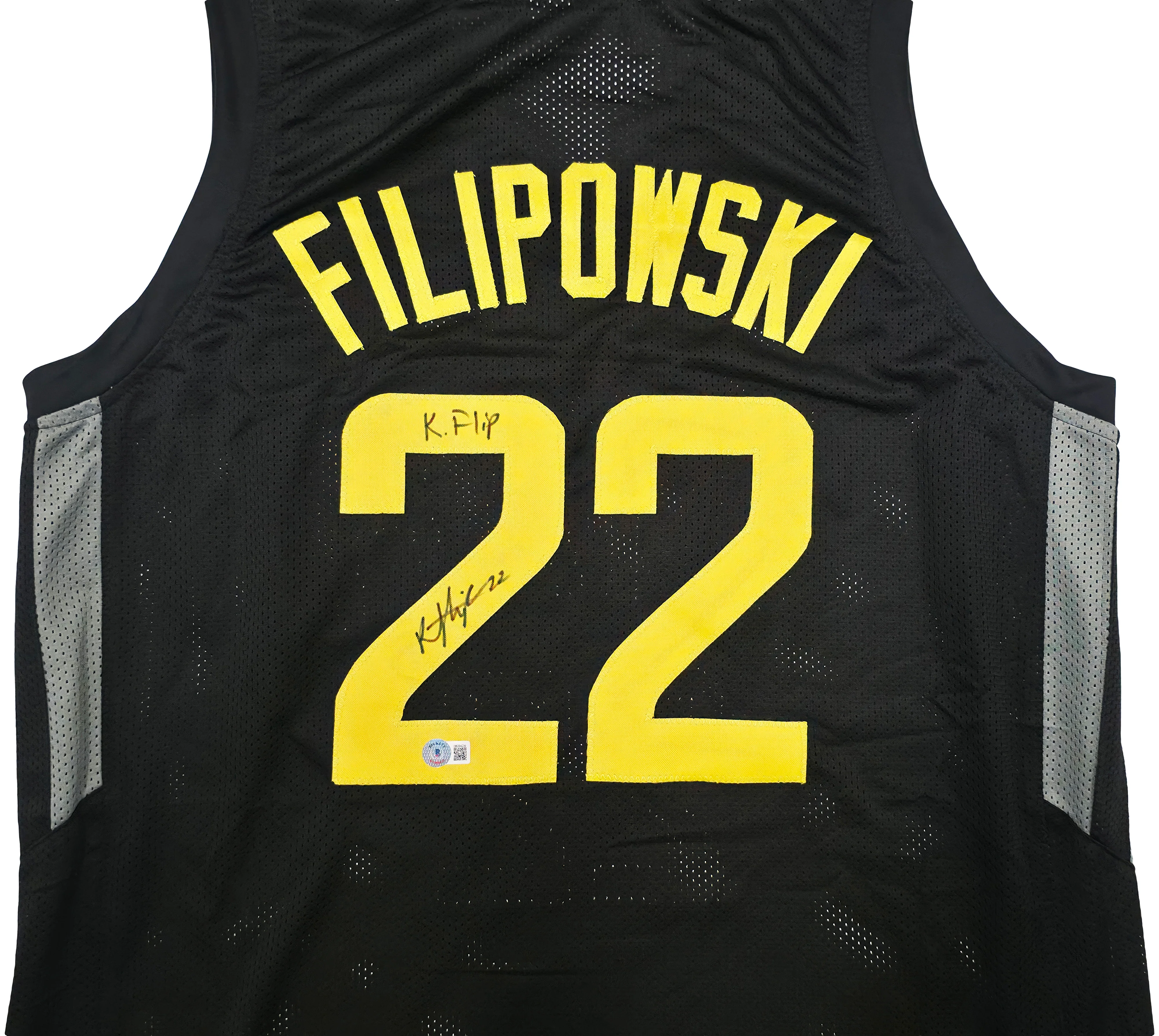 Utah Jazz Kyle Filipowski Autographed Black Jersey "K Flip" Beckett BAS Witness Stock #253281 - Image 3