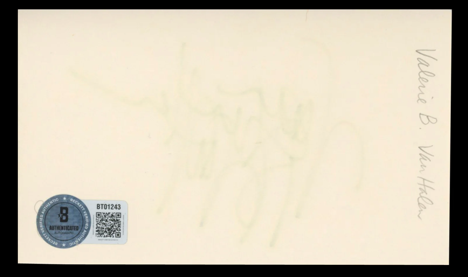 Valerie Van Halen One Day at a Time Authentic Signed 3x5 Index Card BAS #BT01243 - Image 3