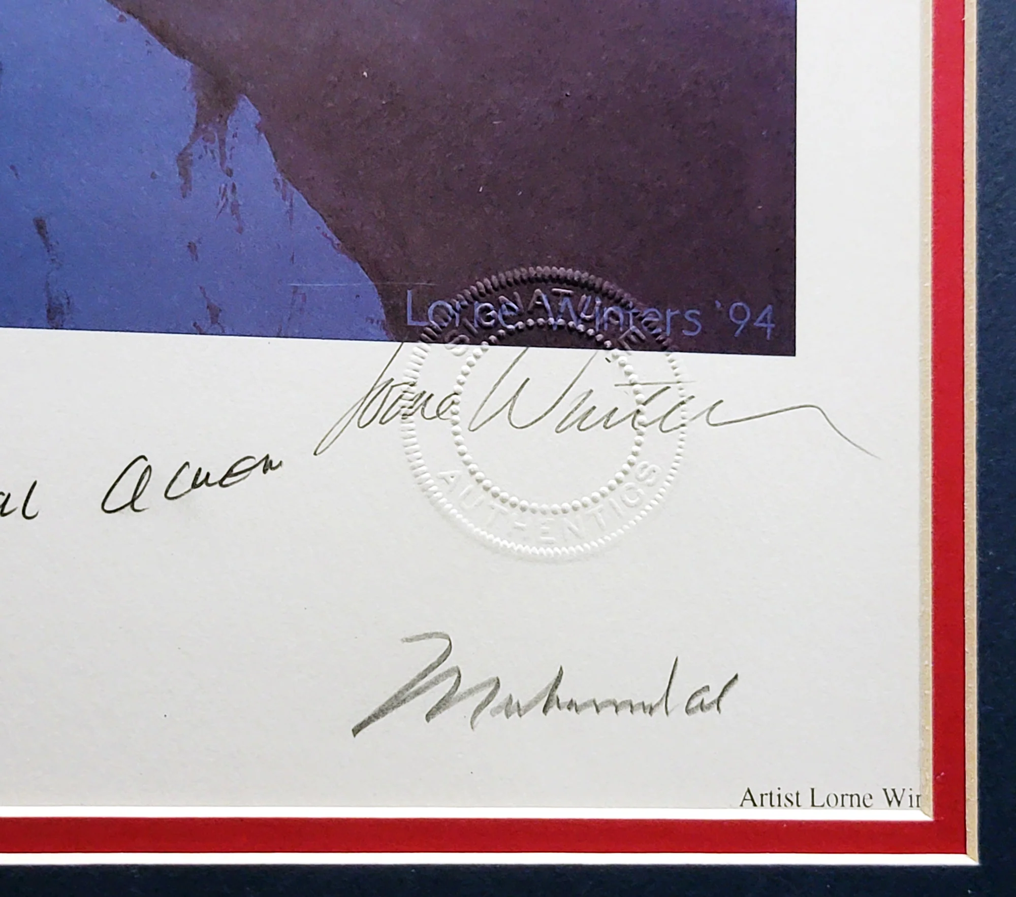 Victory Autographed Framed 19x22 Lithograph Photo With 7 Signatures Including Neil Armstrong, Muhammad Ali, & Hank Aaron #/100 With Artist Proof PSA/DNA Stock #210992 - Image 4