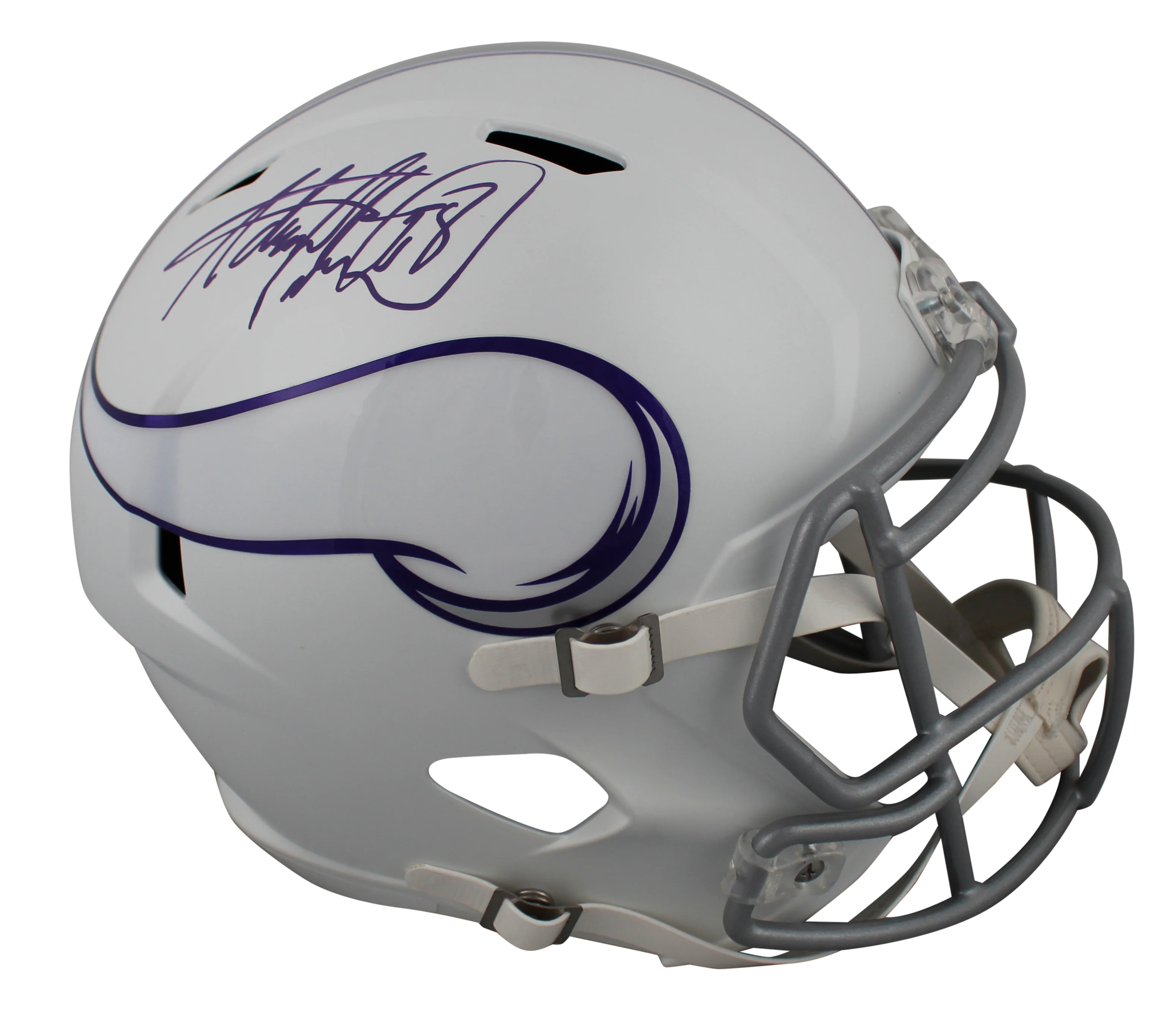 Vikings Adrian Peterson Signed 2024 Alt Full Size Speed Rep Helmet W/ Case BAS W - Image 3