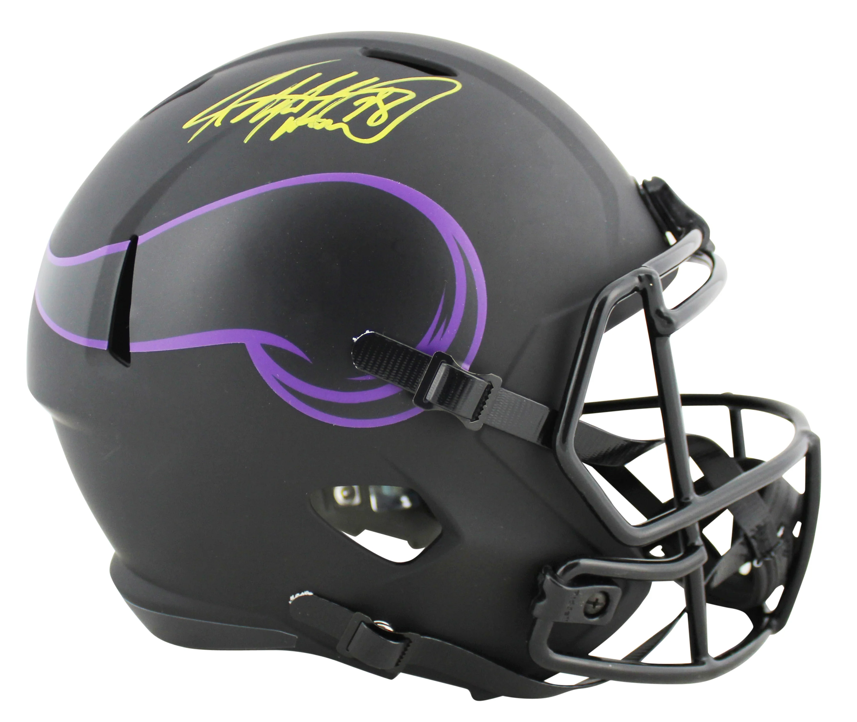Vikings Adrian Peterson Signed Eclipse Full Size Speed Rep Helmet W/ Case BAS Wt - Image 3