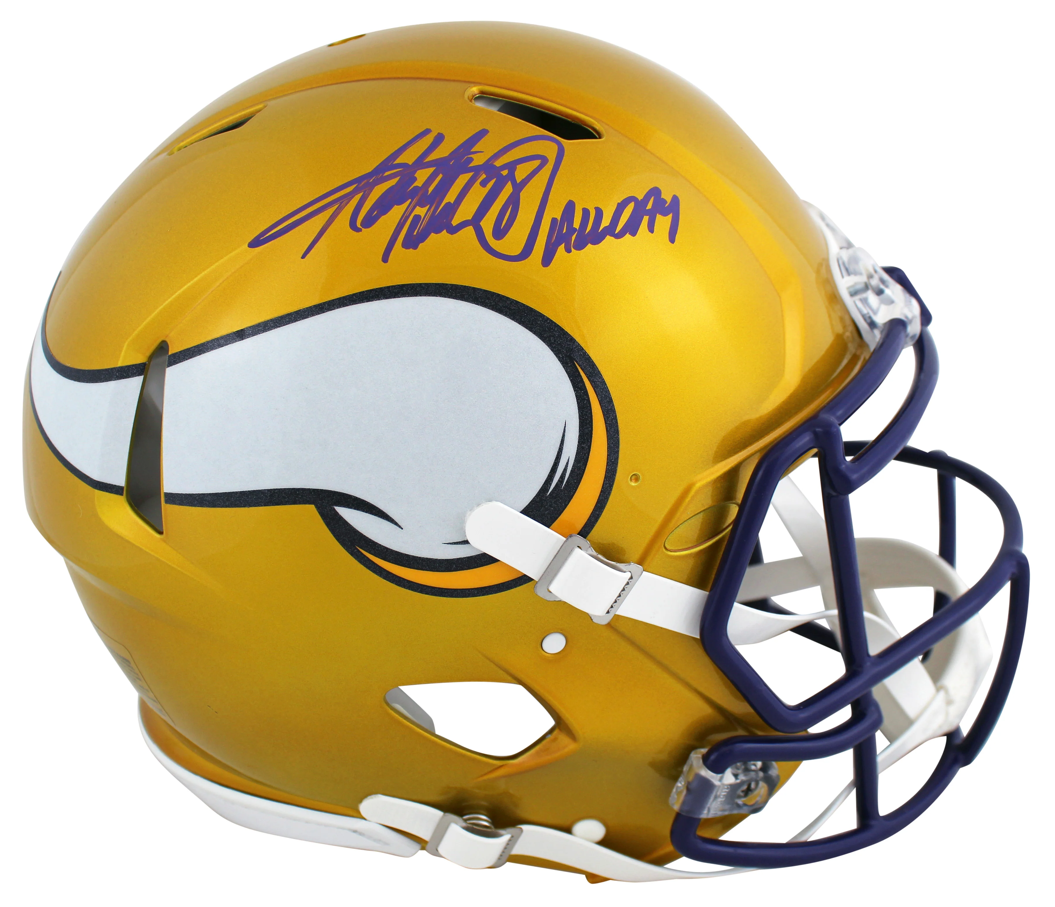 Vikings Adrian Peterson Signed Flash F/S Speed Proline Helmet W/ Case BAS Wit - Image 3