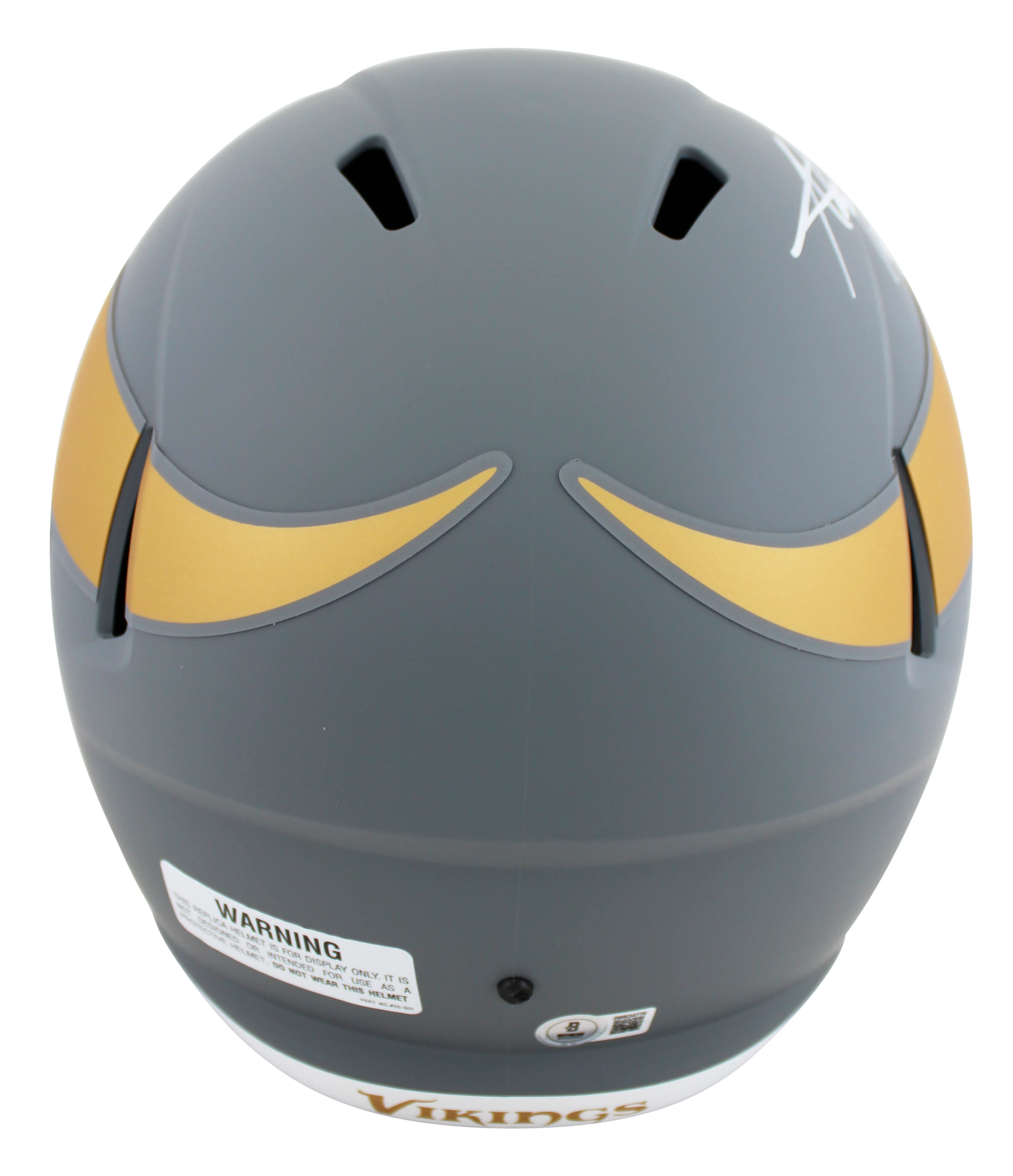 Vikings Adrian Peterson Signed Slate Full Size Speed Rep Helmet W/ Case BAS Wit - Image 4