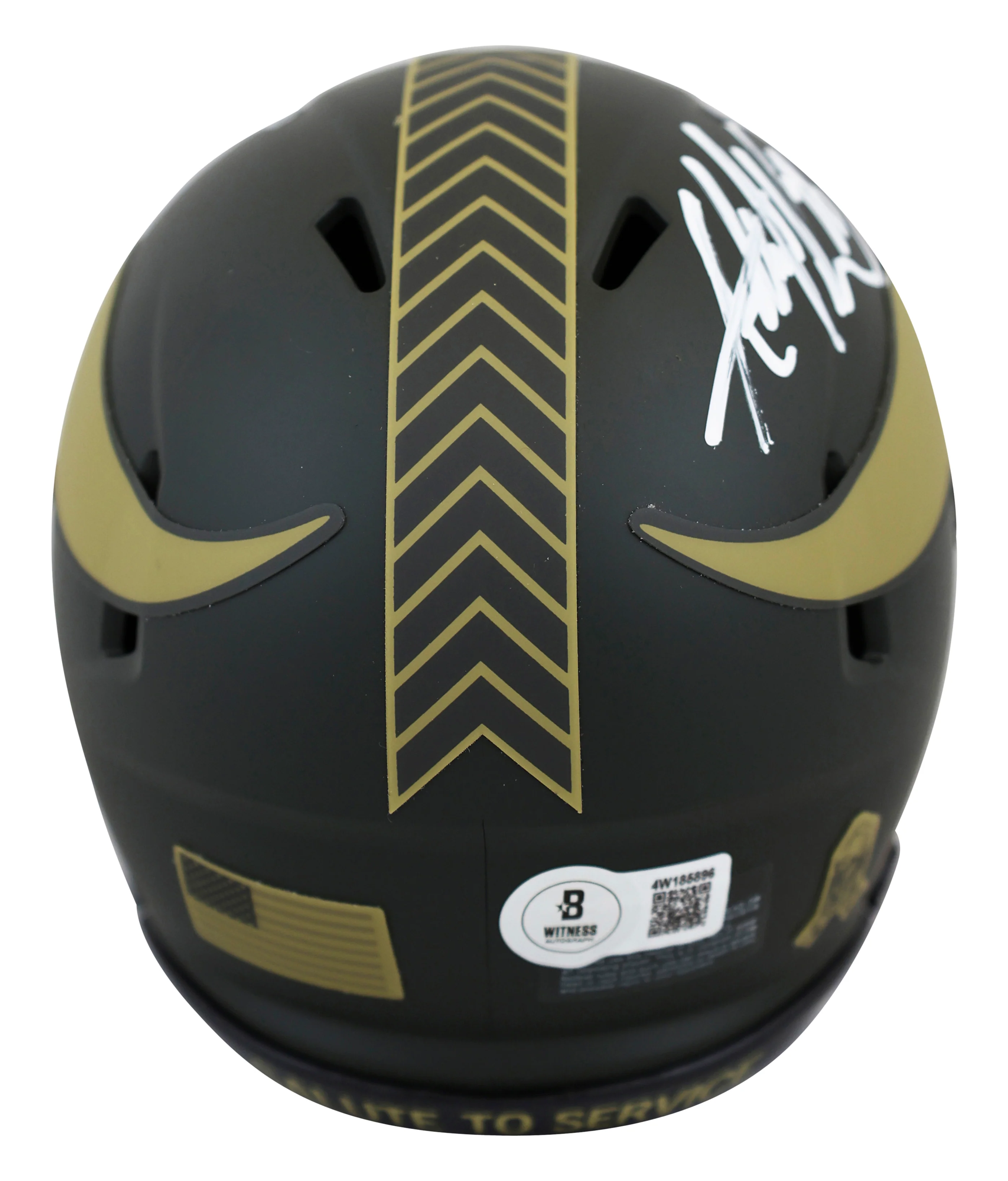 Vikings Adrian Peterson Signed STS IV Speed Mini Helmet w/ Case BAS Witnessed - Image 4