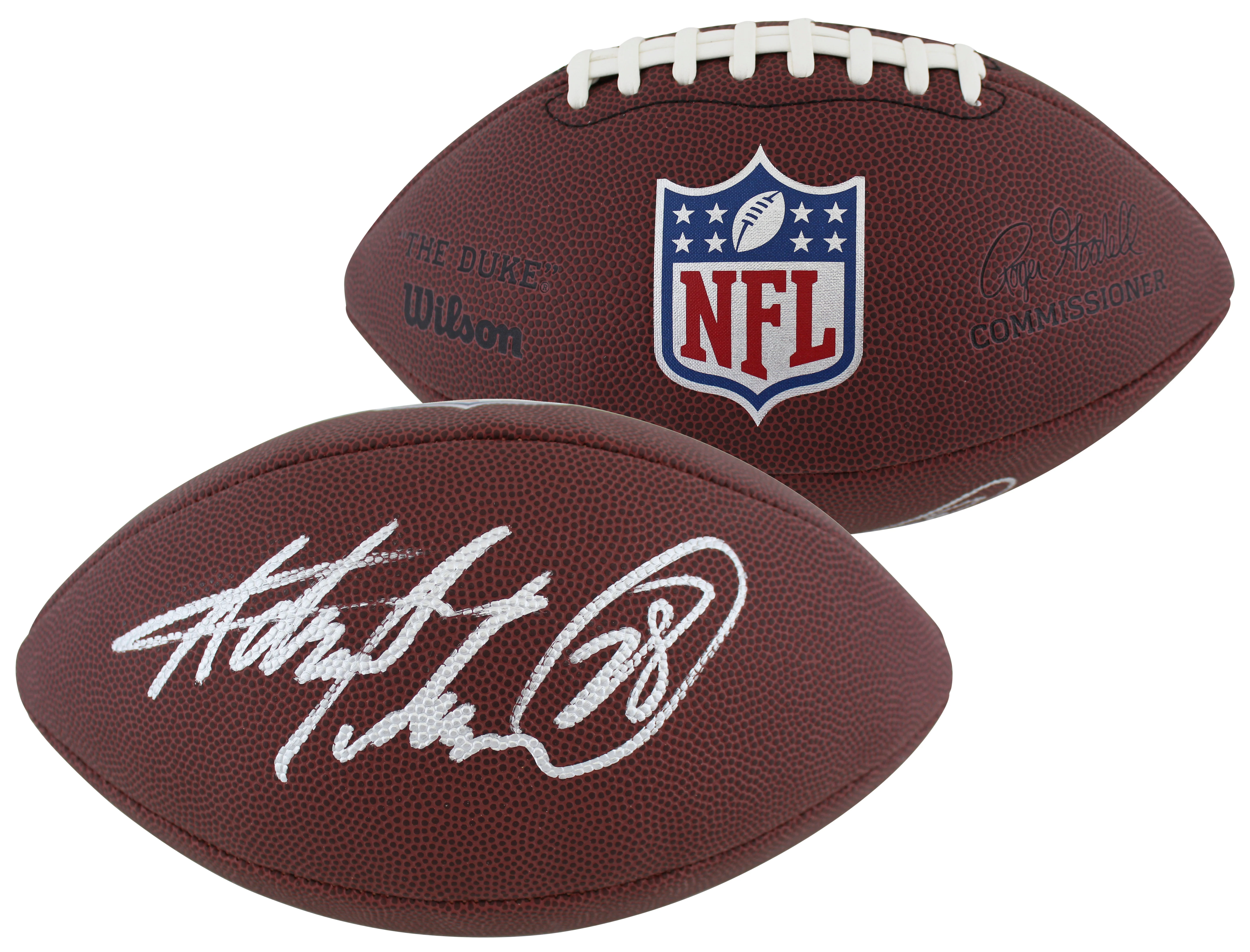 Vikings Adrian Peterson Signed Wilson Duke Replica Football W/ Case BAS Witness - Image 3