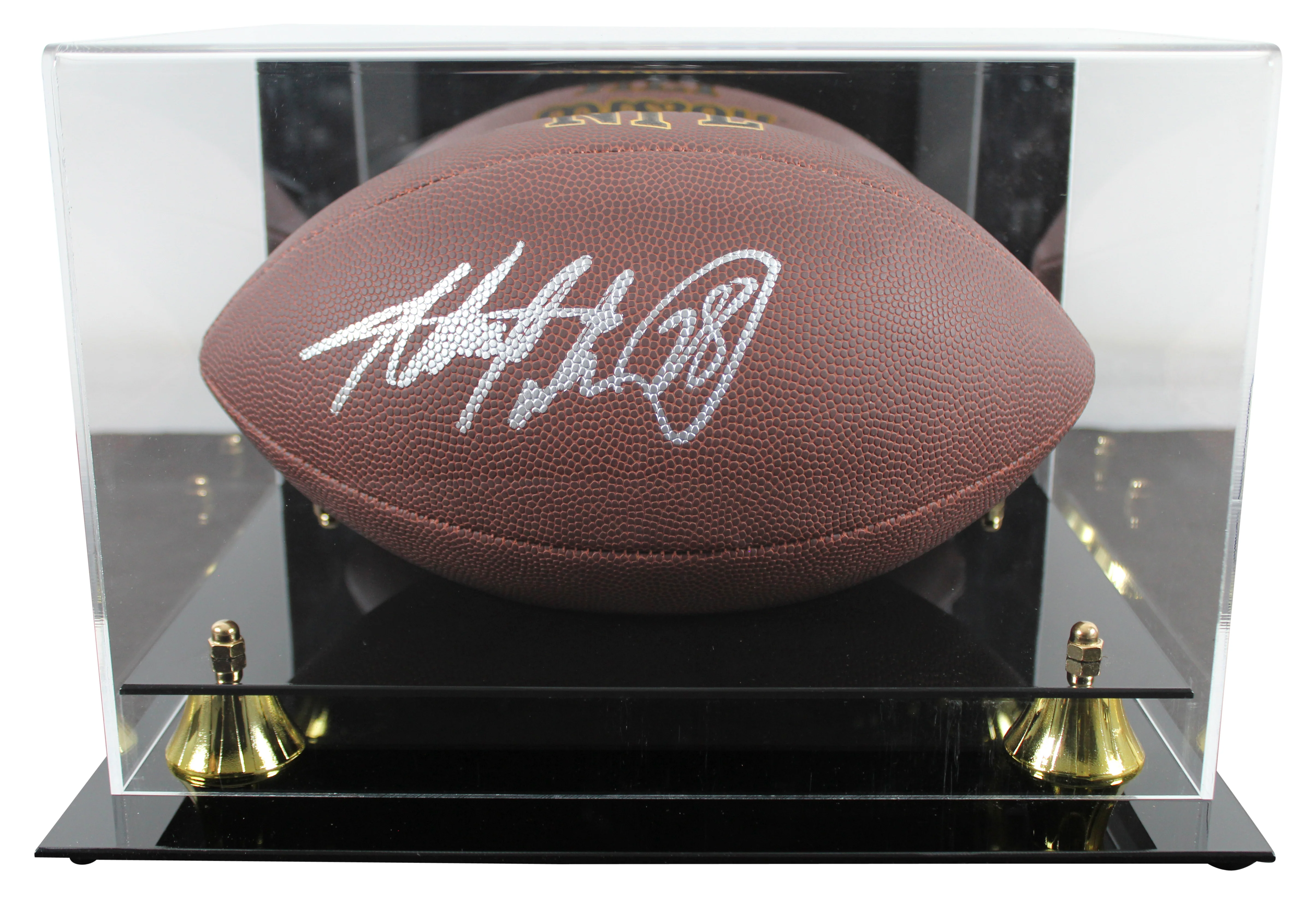 Vikings Adrian Peterson Signed Wilson Super Grip Football w/ Case BAS Witness - Image 2