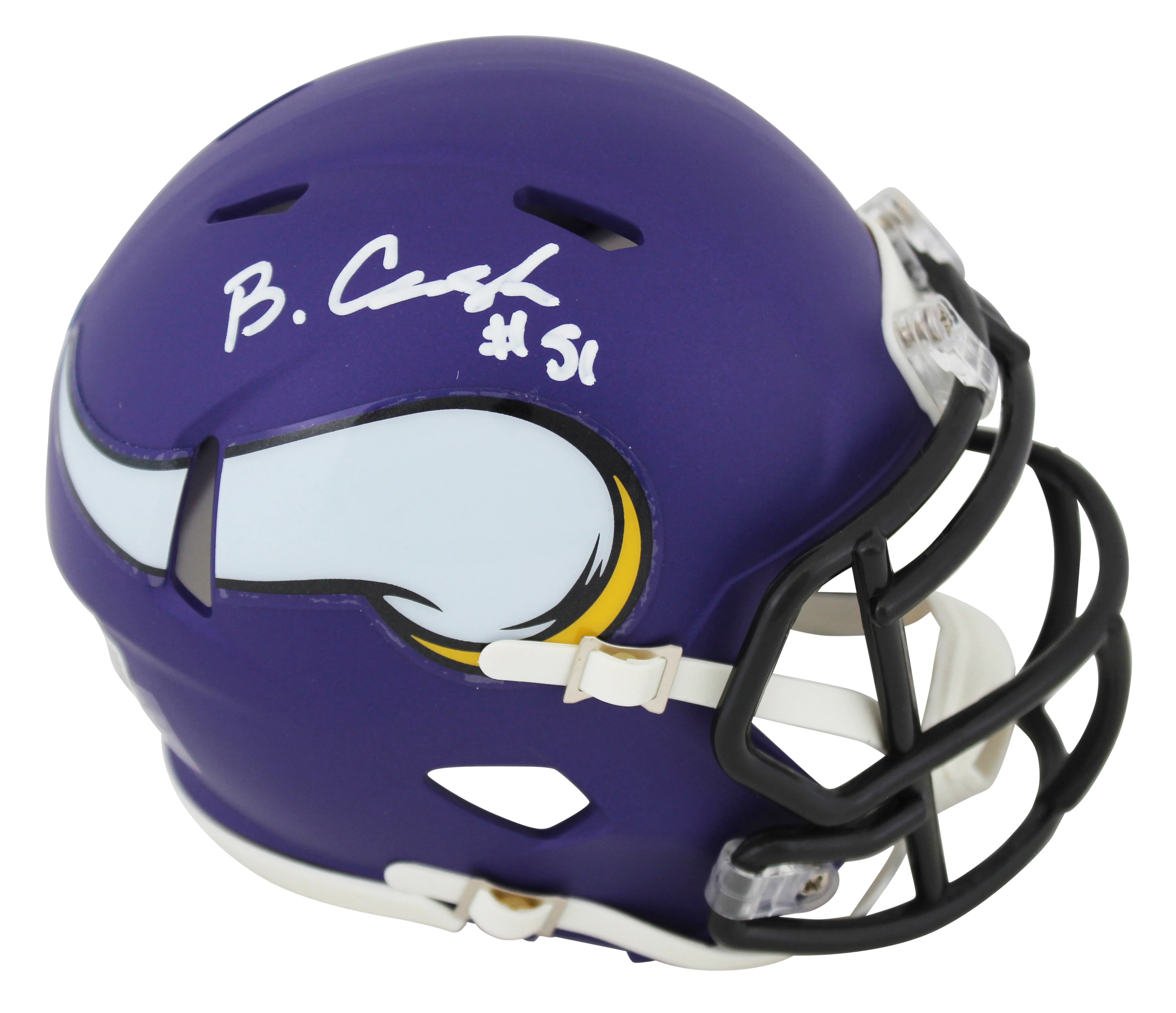 Vikings Blake Cashman Authentic Signed Speed Mini Helmet W/ Case BAS Witnessed - Image 3