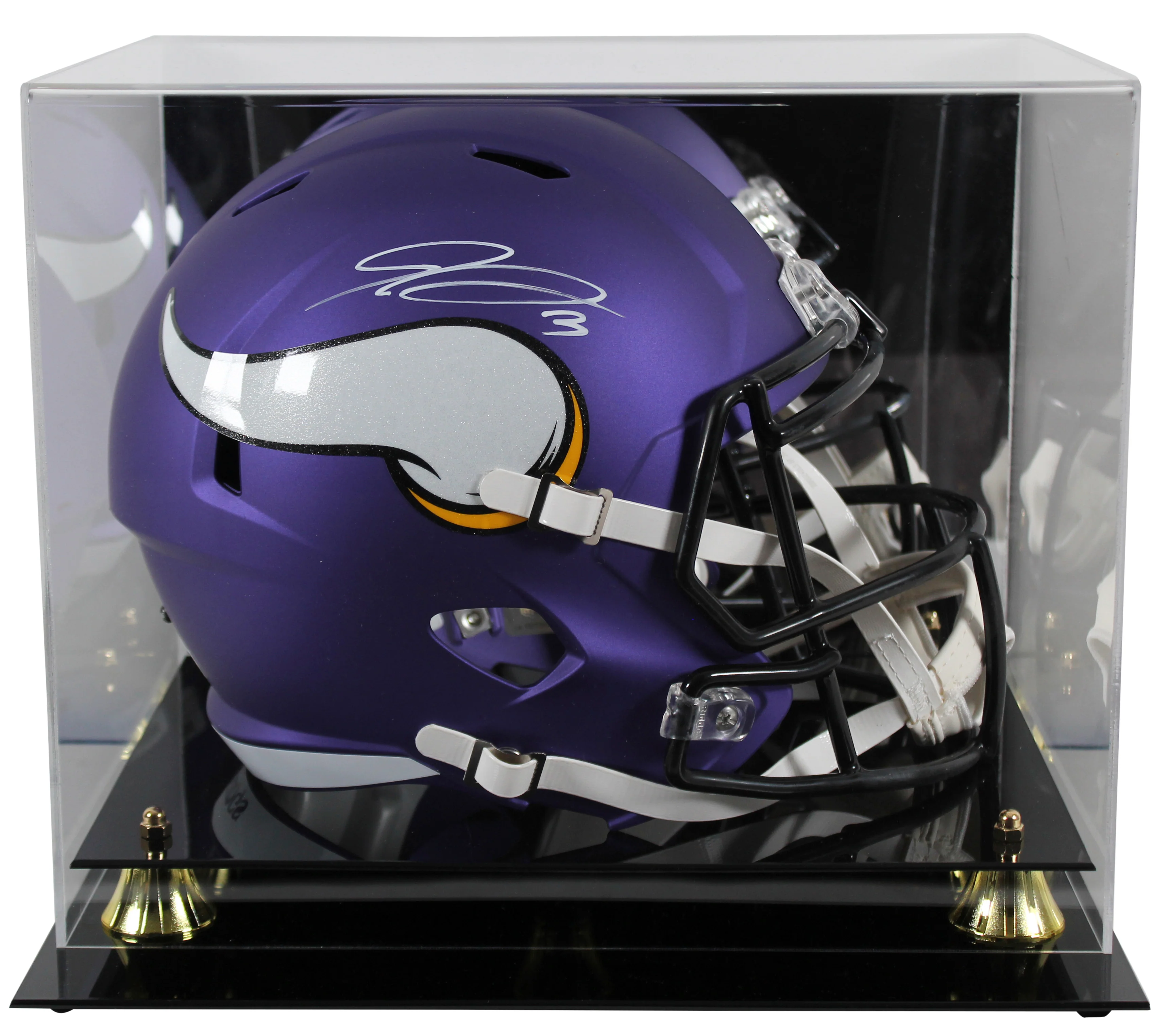 Vikings Jordan Addison Signed Full Size Speed Rep Helmet w/ Case BAS Wit - Image 2