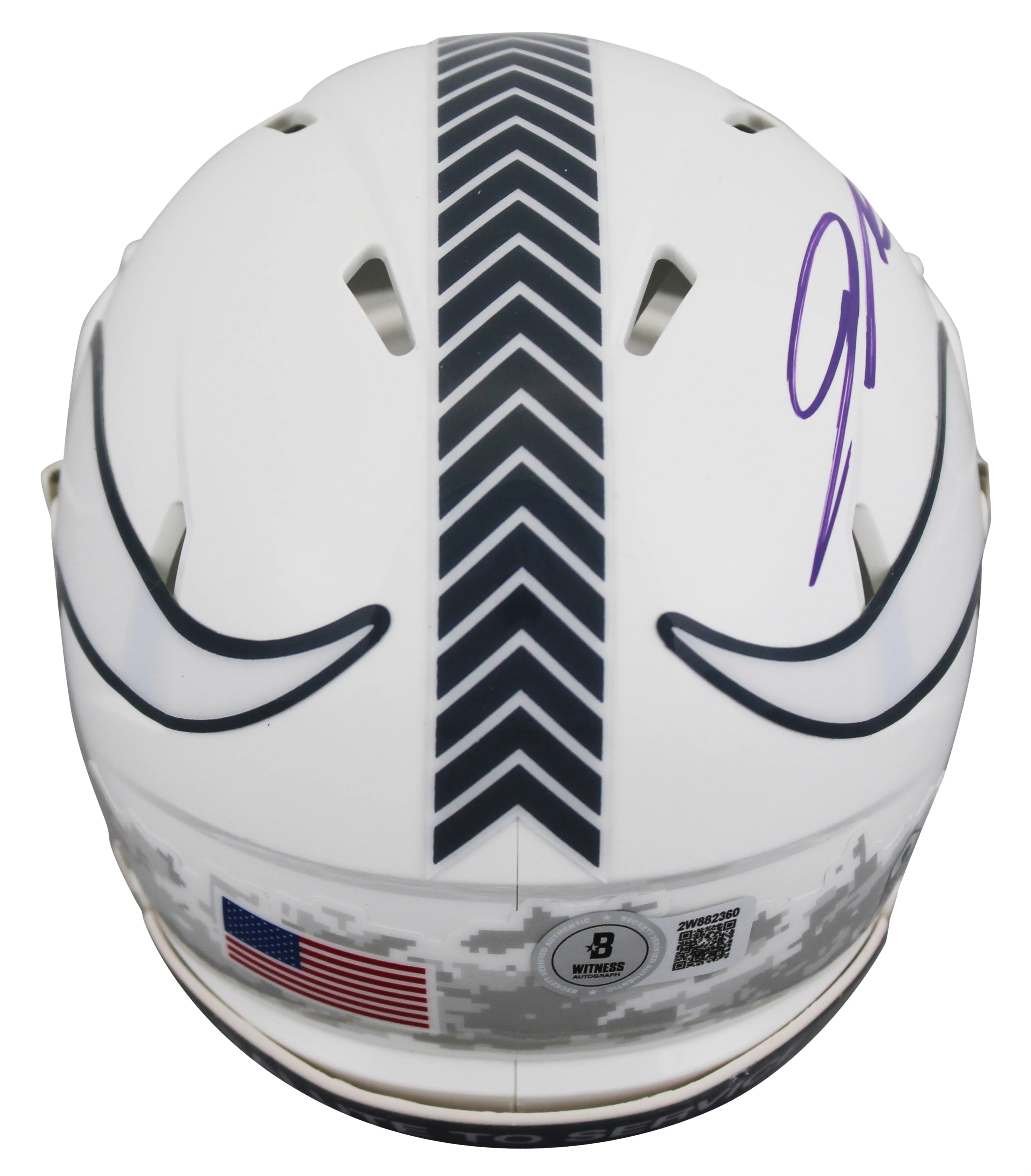 Vikings Jordan Addison Signed STS III Speed Mini Helmet W/ Case BAS Witnessed - Image 4