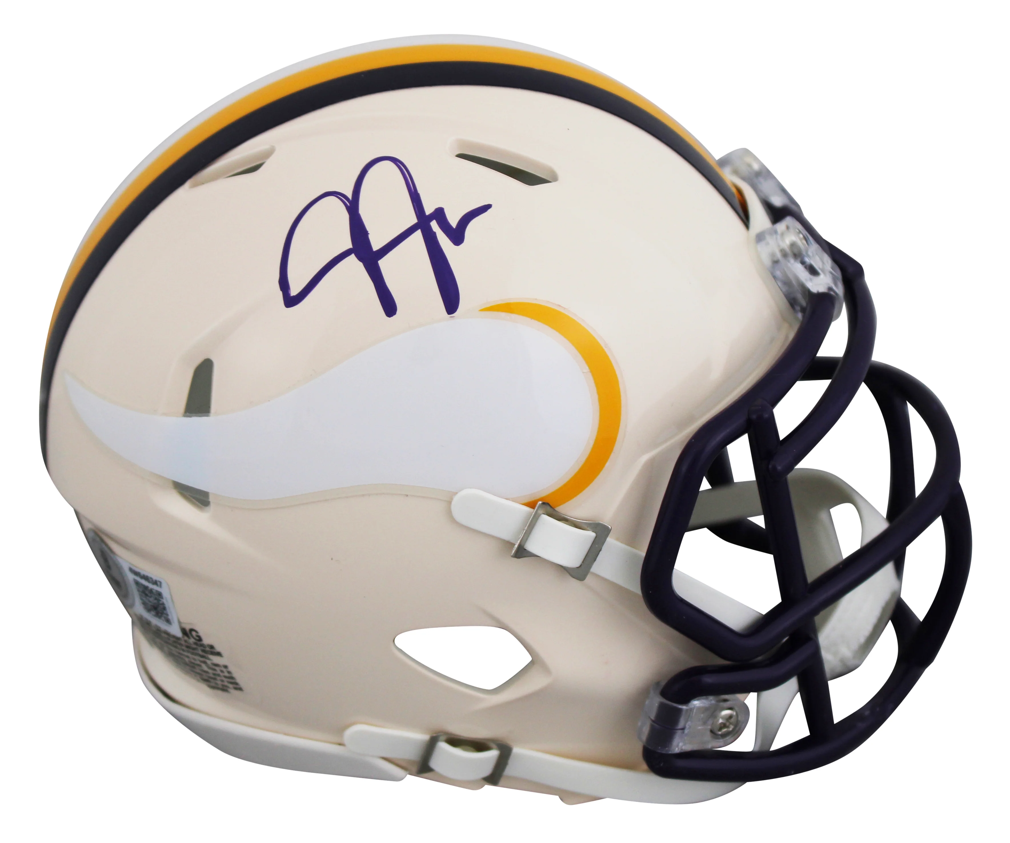 Vikings Justin Jefferson Authentic Signed Retro Speed Mini Helmet BAS Witnessed - Image 2