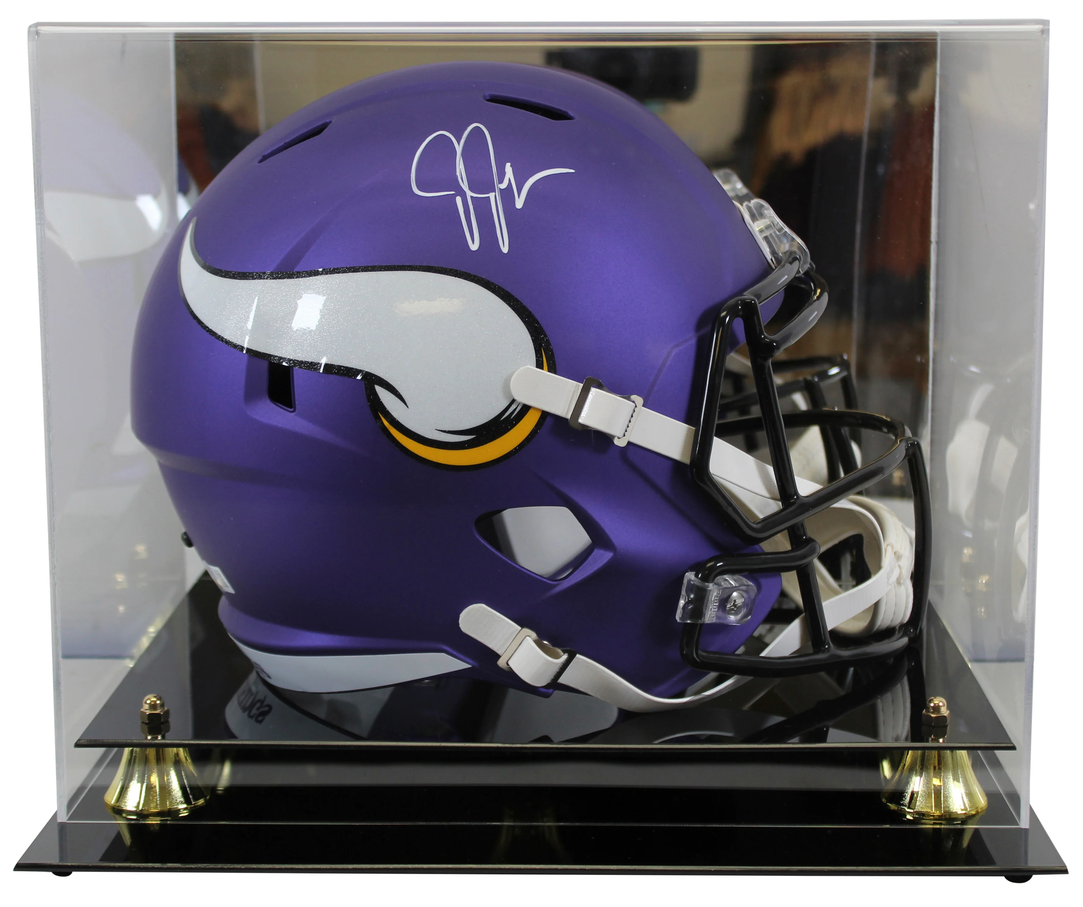 Vikings Justin Jefferson Signed Full Size Speed Rep Helmet w/ Case BAS Witnessed - Image 2