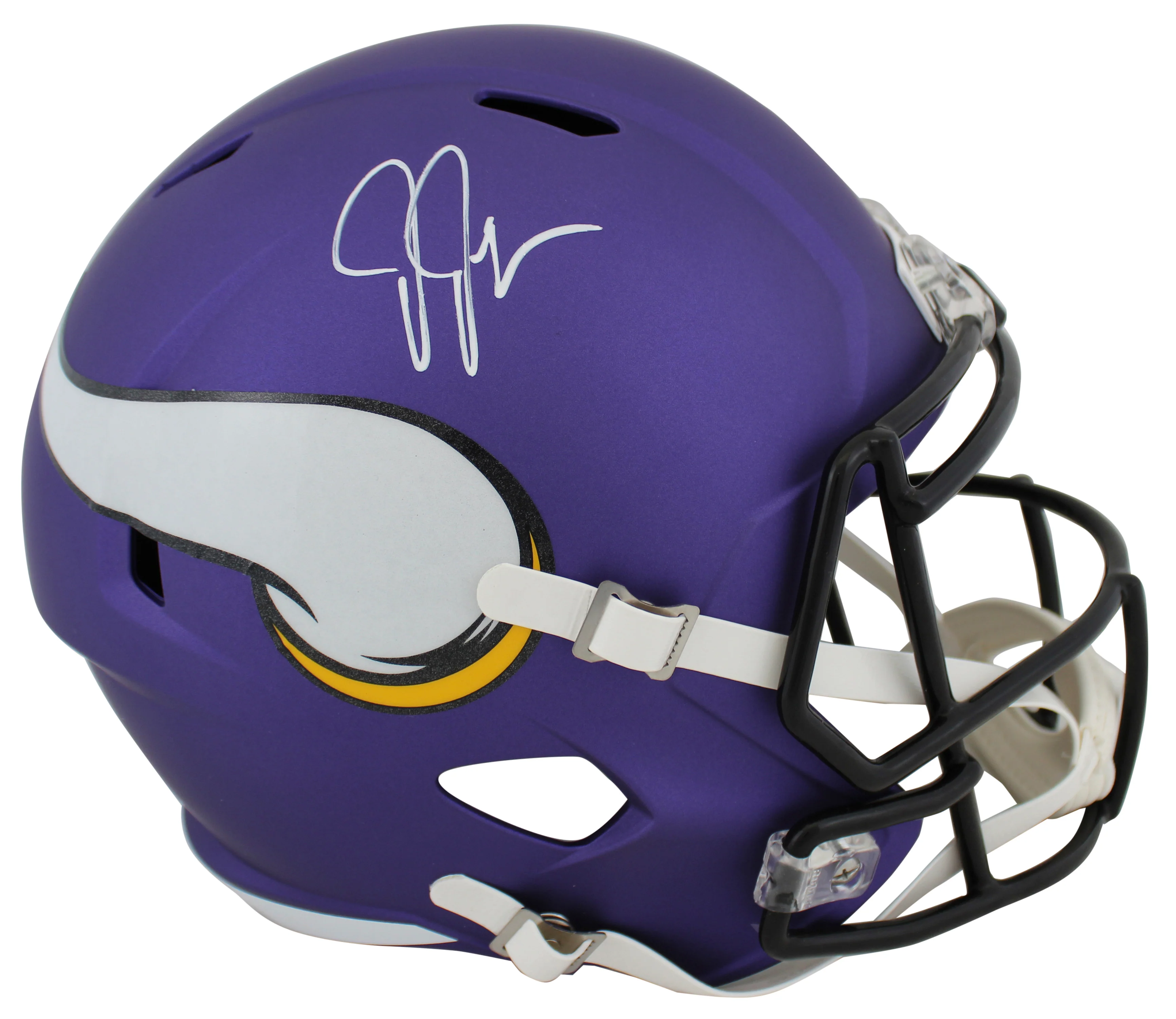 Vikings Justin Jefferson Signed Full Size Speed Rep Helmet w/ Case BAS Witnessed - Image 3