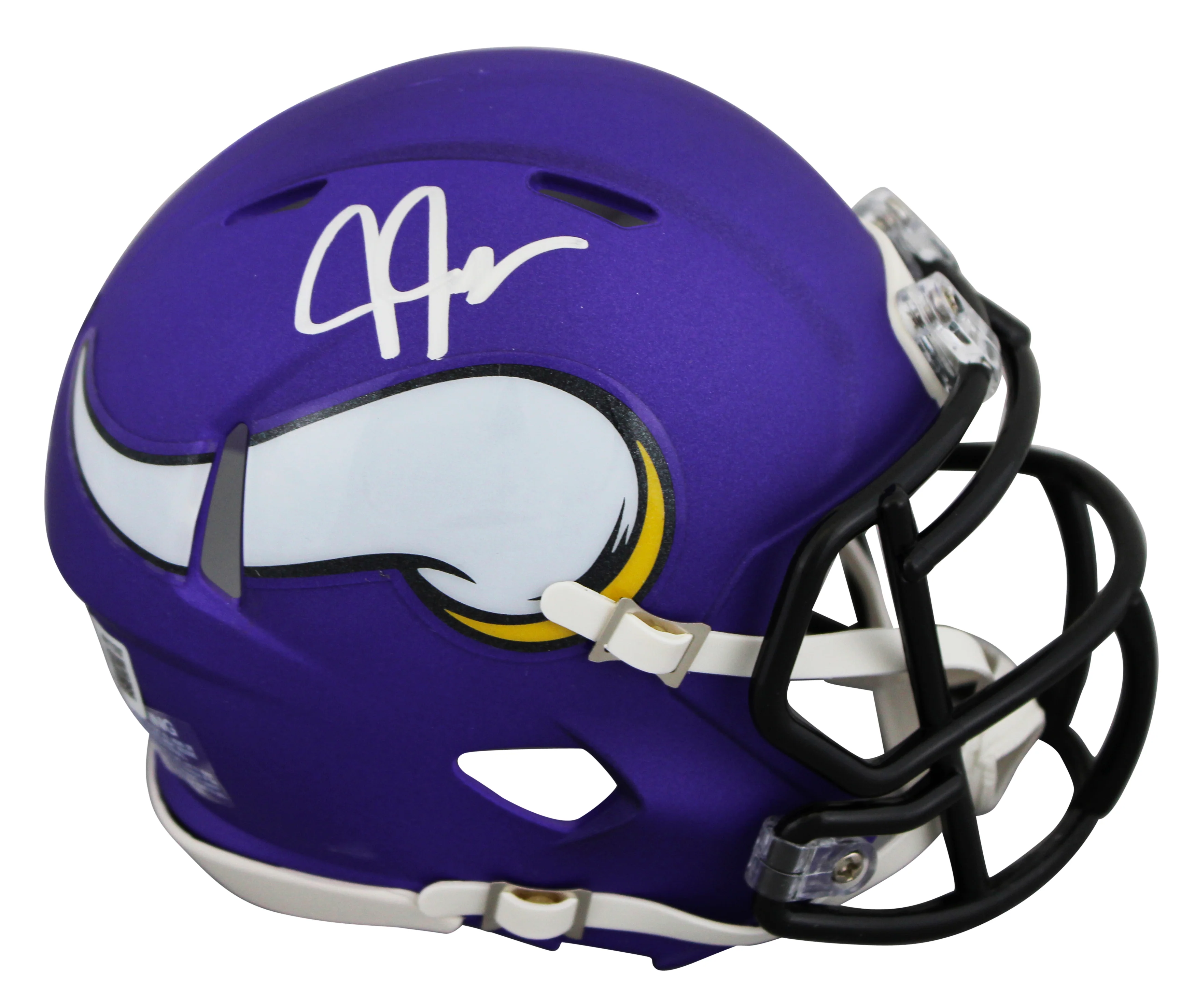 Vikings Justin Jefferson Signed Purple Speed Mini Helmet w/ Case BAS Witnessed - Image 3