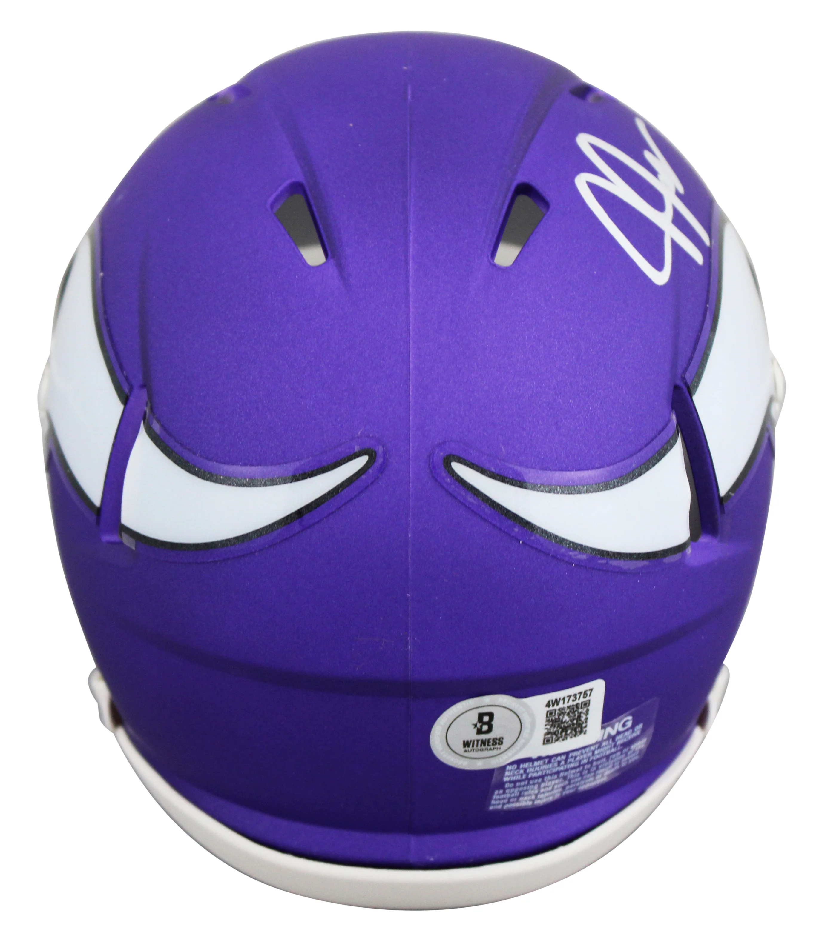 Vikings Justin Jefferson Signed Purple Speed Mini Helmet w/ Case BAS Witnessed - Image 4