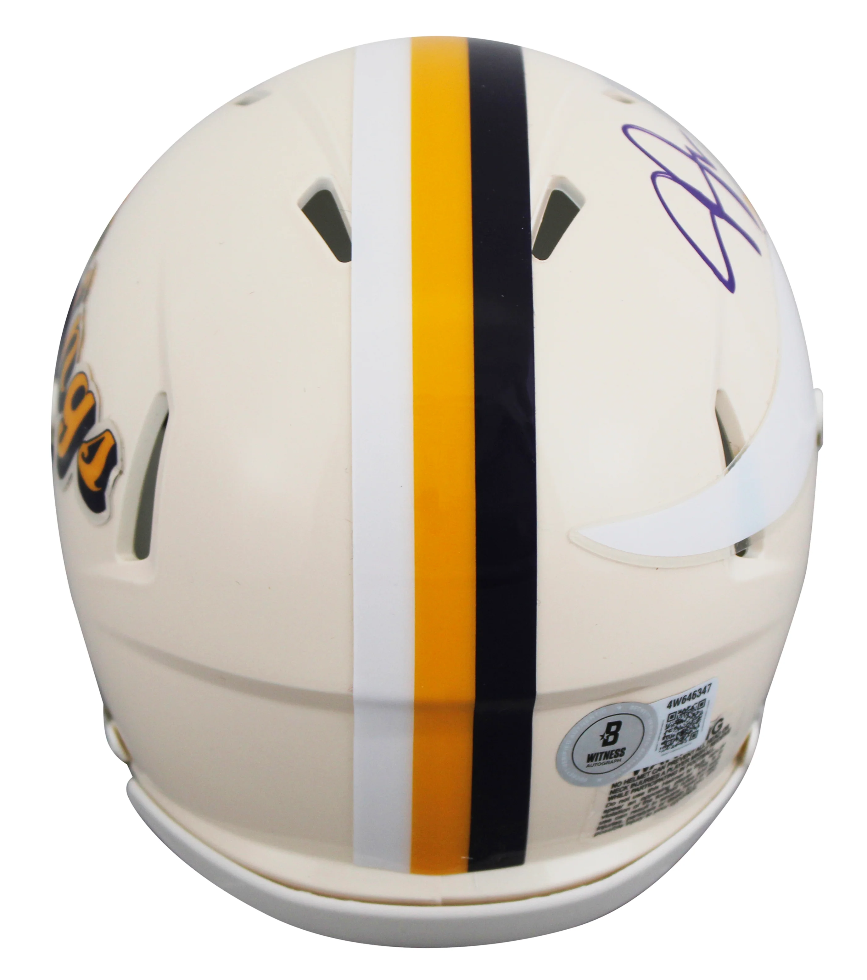 Vikings Justin Jefferson Signed Retro Speed Mini Helmet W/ Case BAS Witnessed - Image 4
