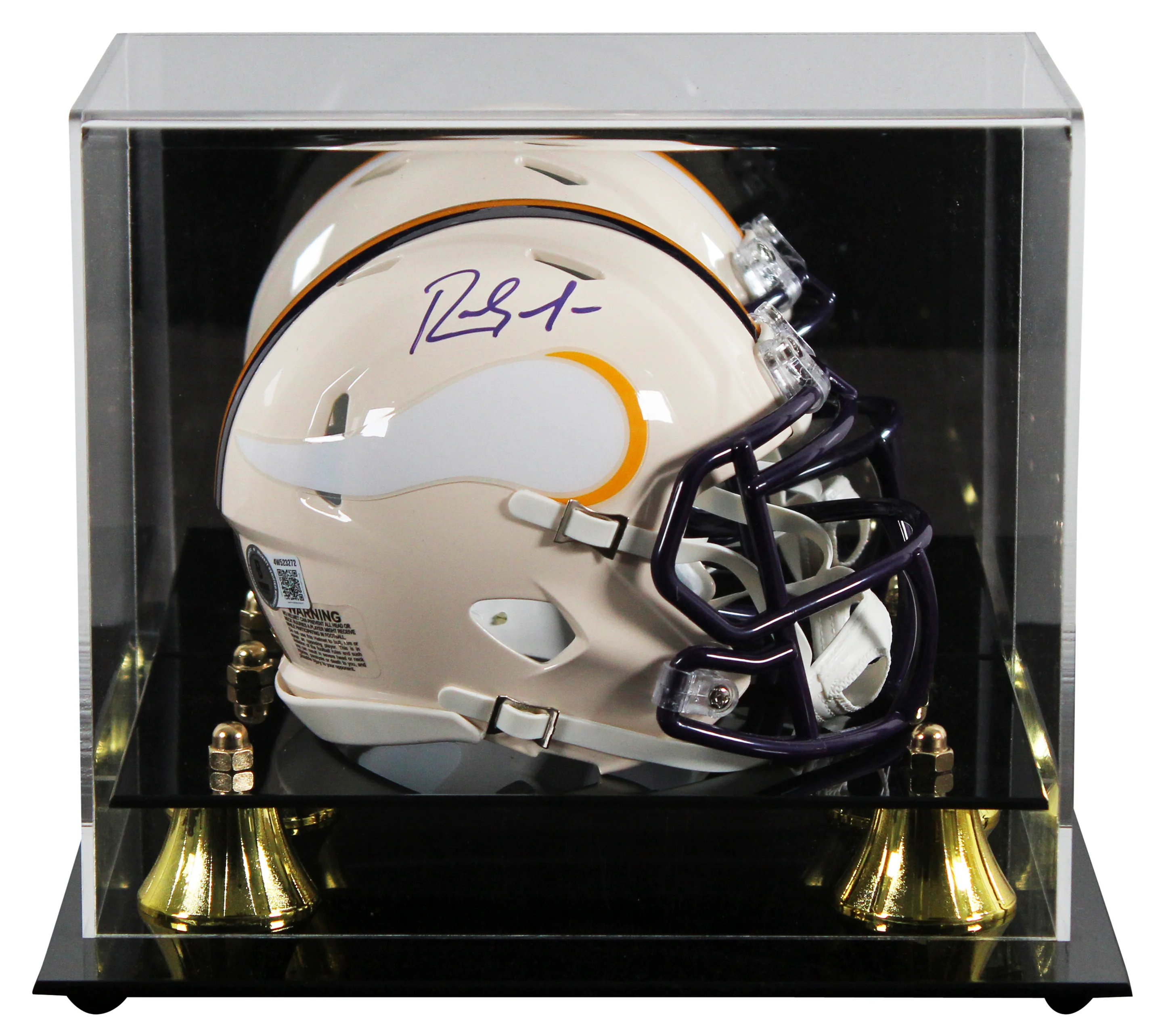 Vikings Randy Moss Authentic Signed Retro Mini Helmet W/ Case BAS Witnessed - Image 2