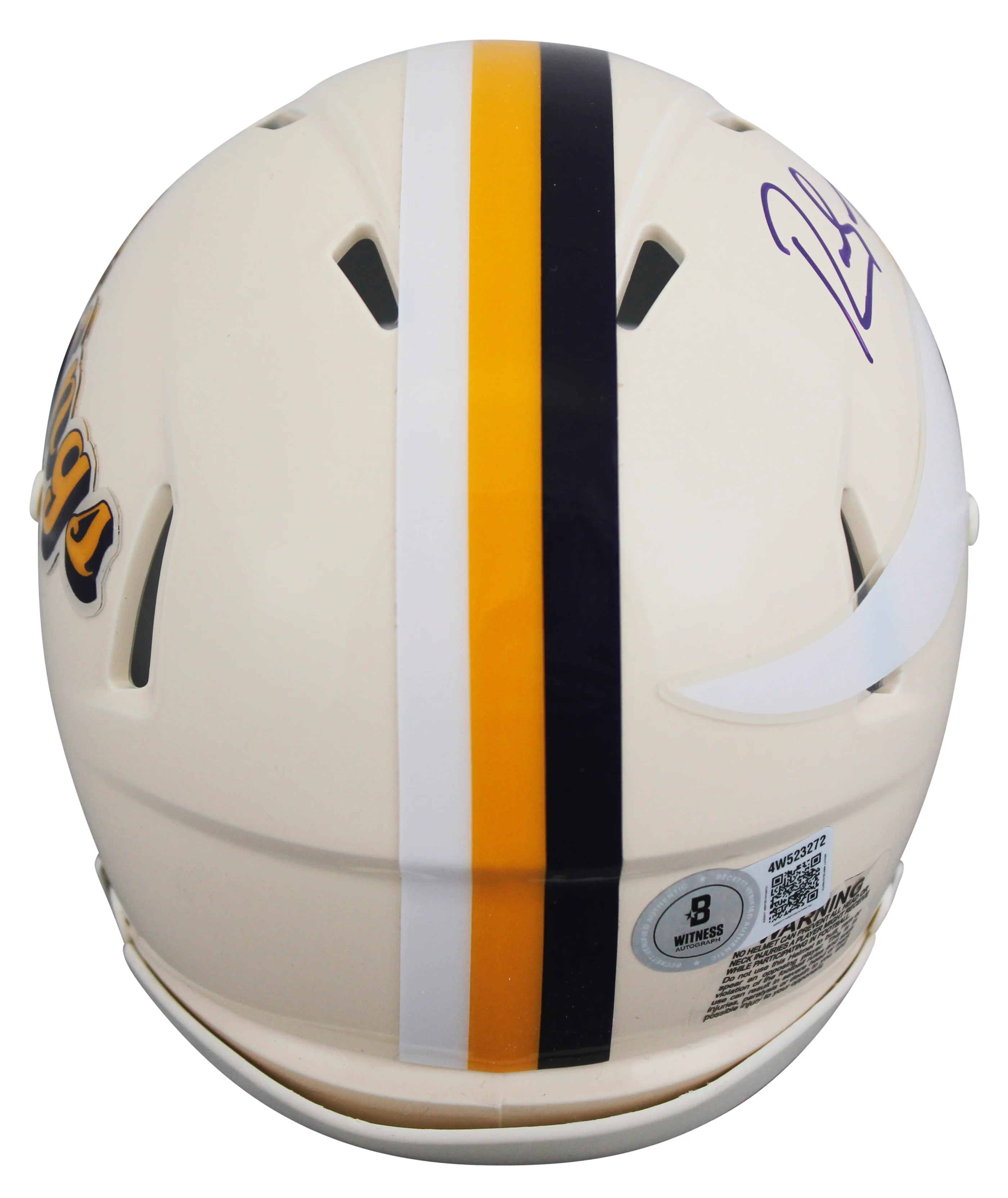 Vikings Randy Moss Authentic Signed Retro Mini Helmet W/ Case BAS Witnessed - Image 4