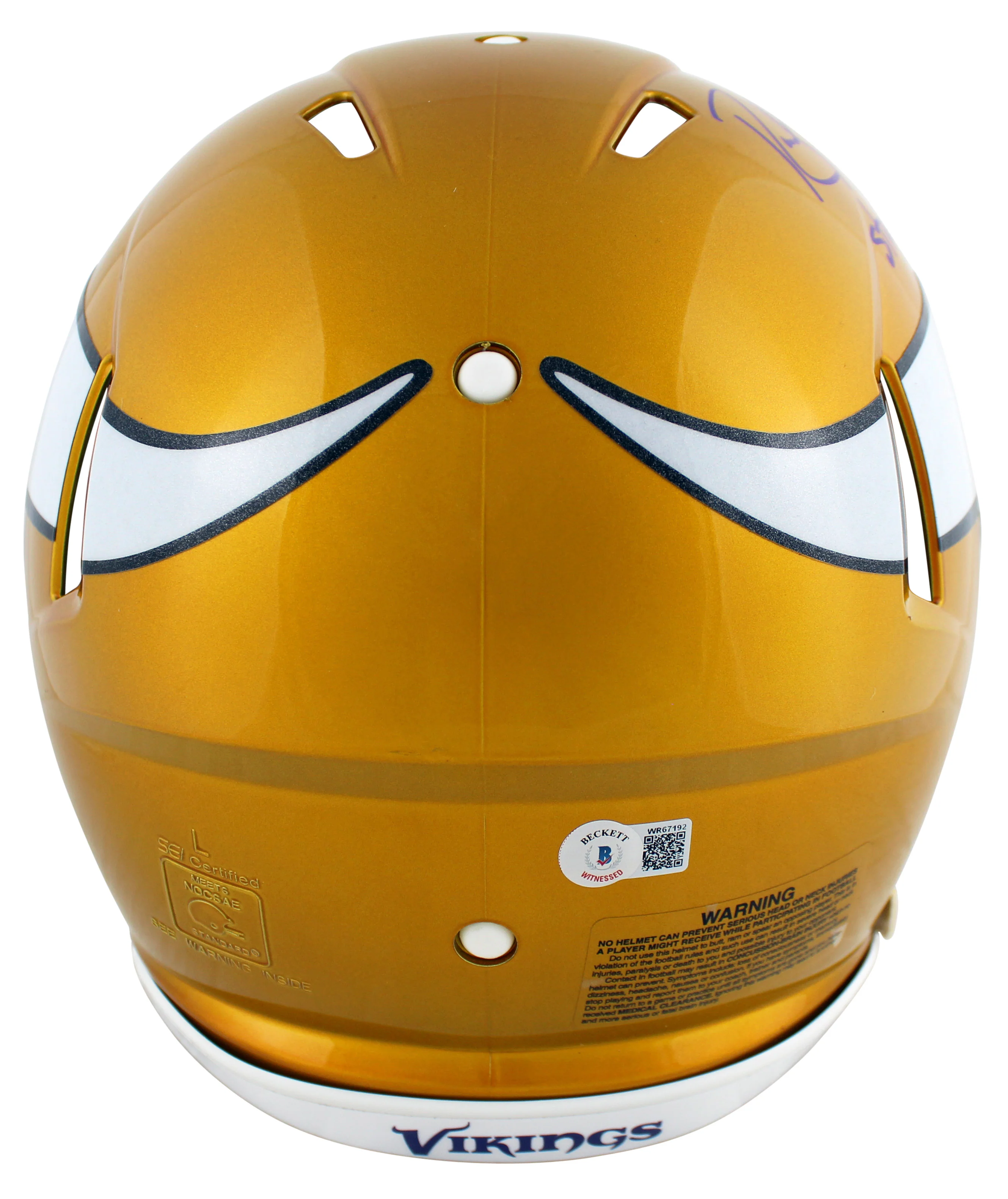 Vikings Randy Moss "SCH" Signed Flash F/S Speed Proline Helmet w/ Case BAS Wit - Image 4