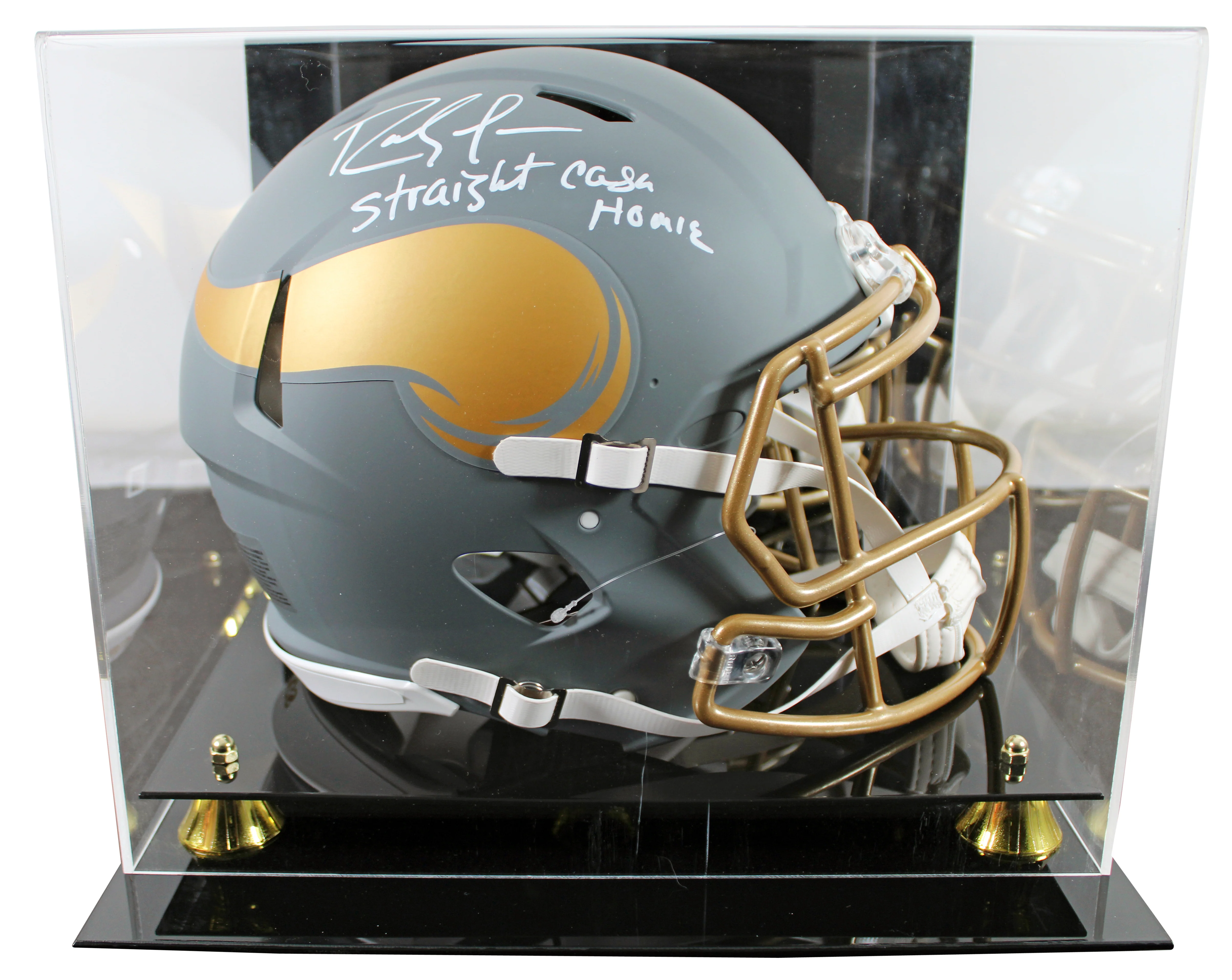 Vikings Randy Moss "SCH" Signed Slate F/S Speed Proline Helmet W/ Case BAS Wit - Image 2