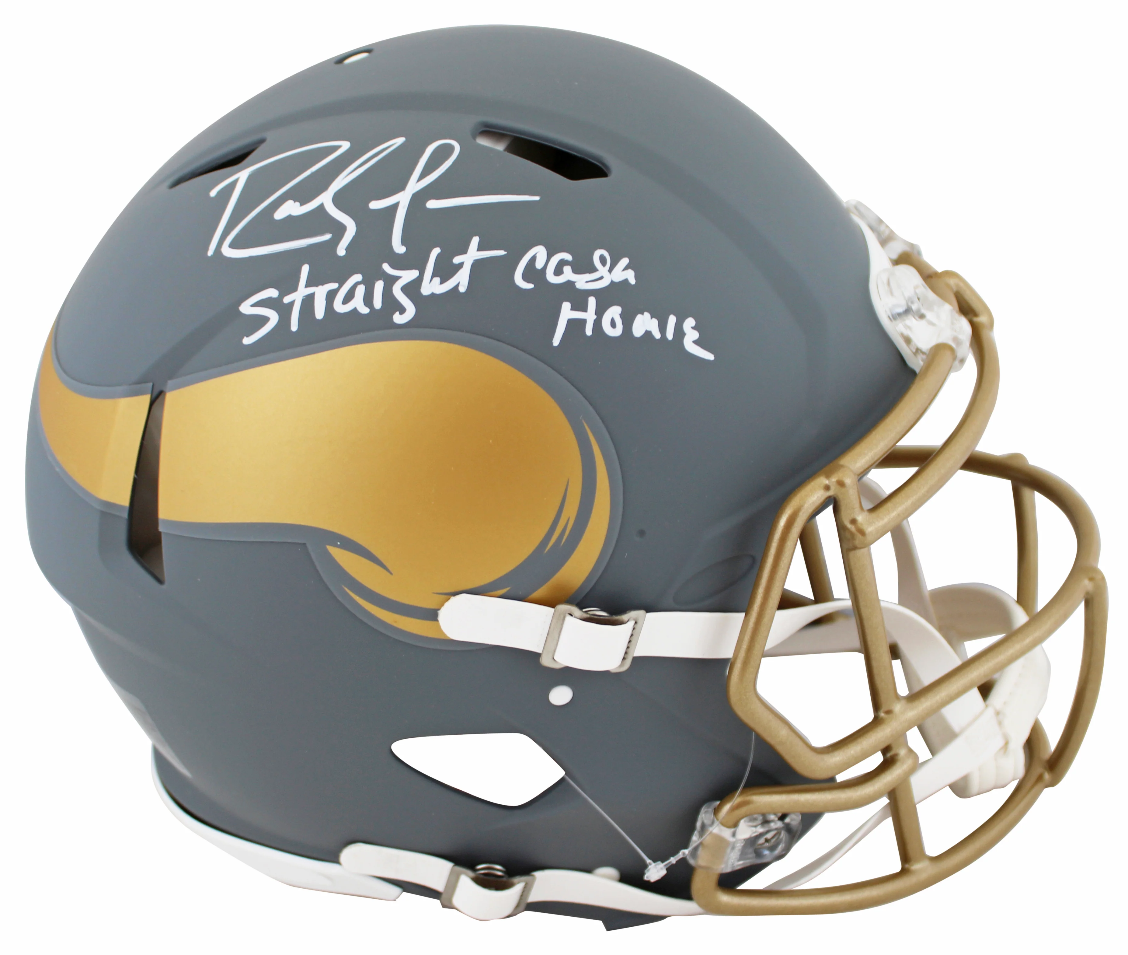 Vikings Randy Moss "SCH" Signed Slate F/S Speed Proline Helmet W/ Case BAS Wit - Image 3