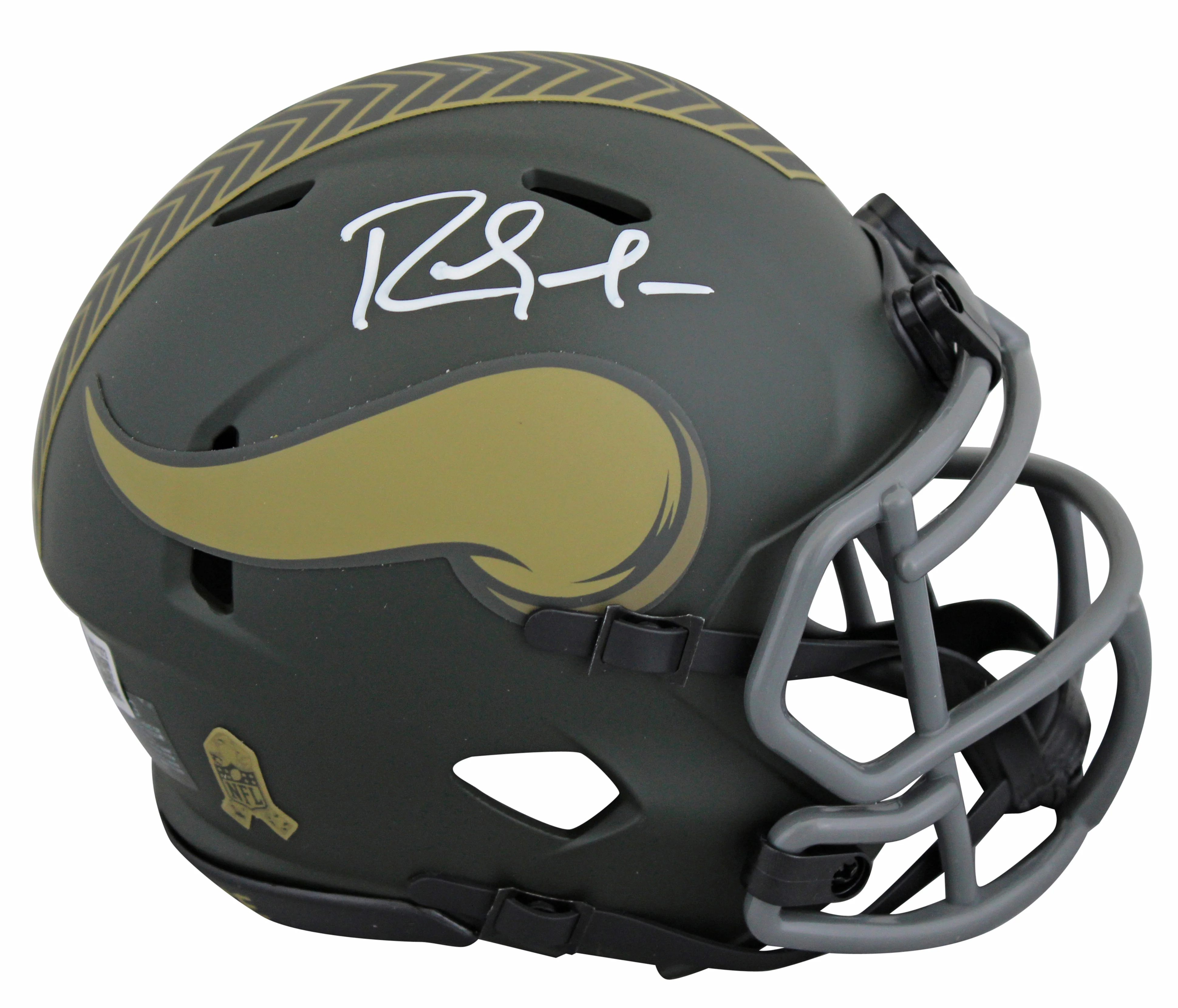 Vikings Randy Moss Signed Salute to Service IV Speed Mini Helmet W/ Case BAS Wit - Image 3