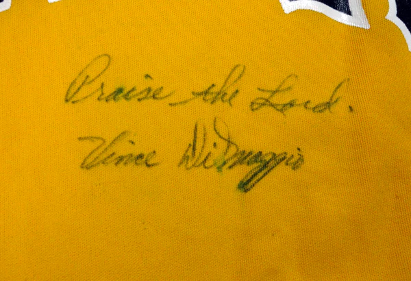 Pittsburgh Pirates Vince DiMaggio Autographed Yellow Jersey "Praise The Lord" PSA/DNA #W07962 - Image 3