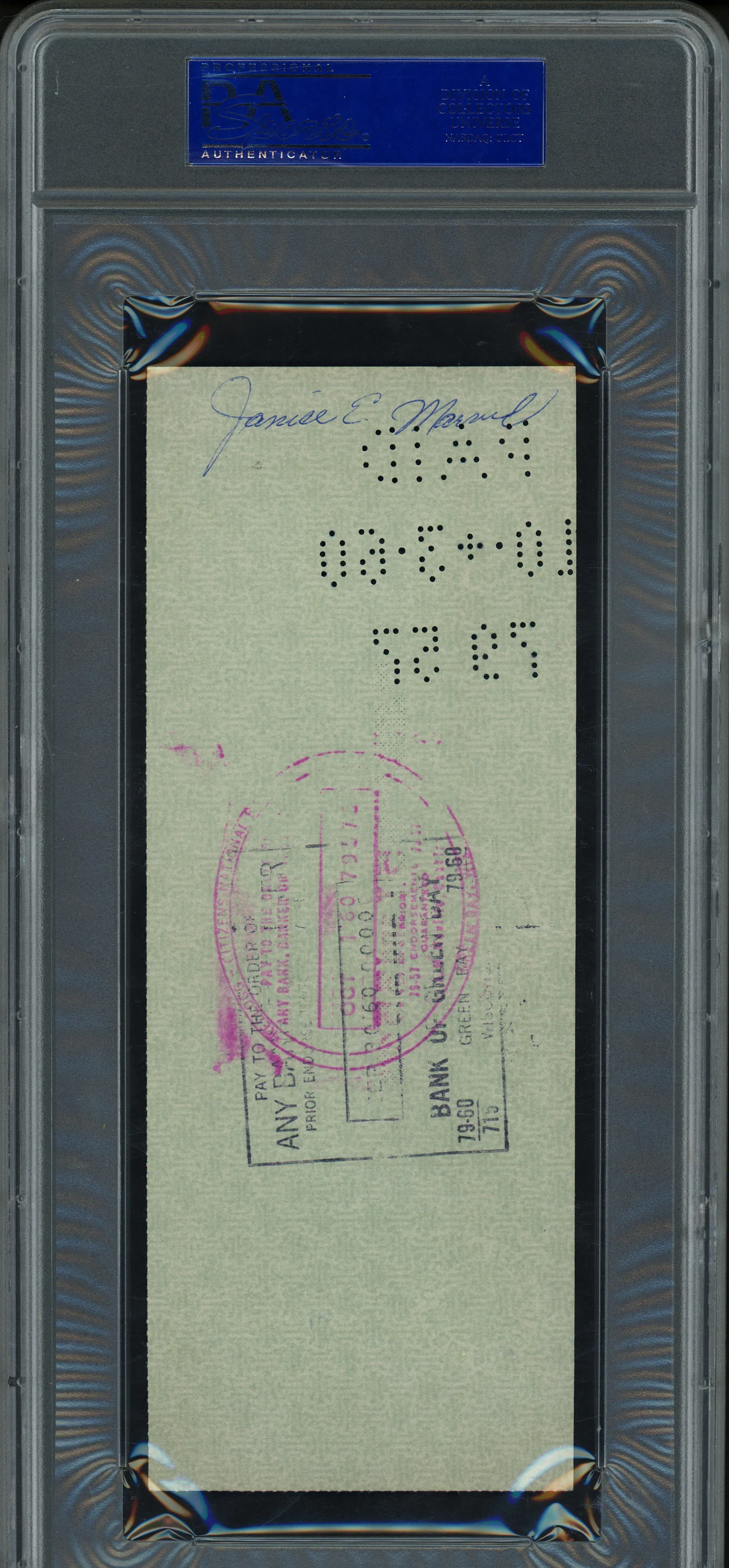 Vince Lombardi Autographed 3x8 Check Green Bay Packers PSA/DNA #83061724 - Image 2