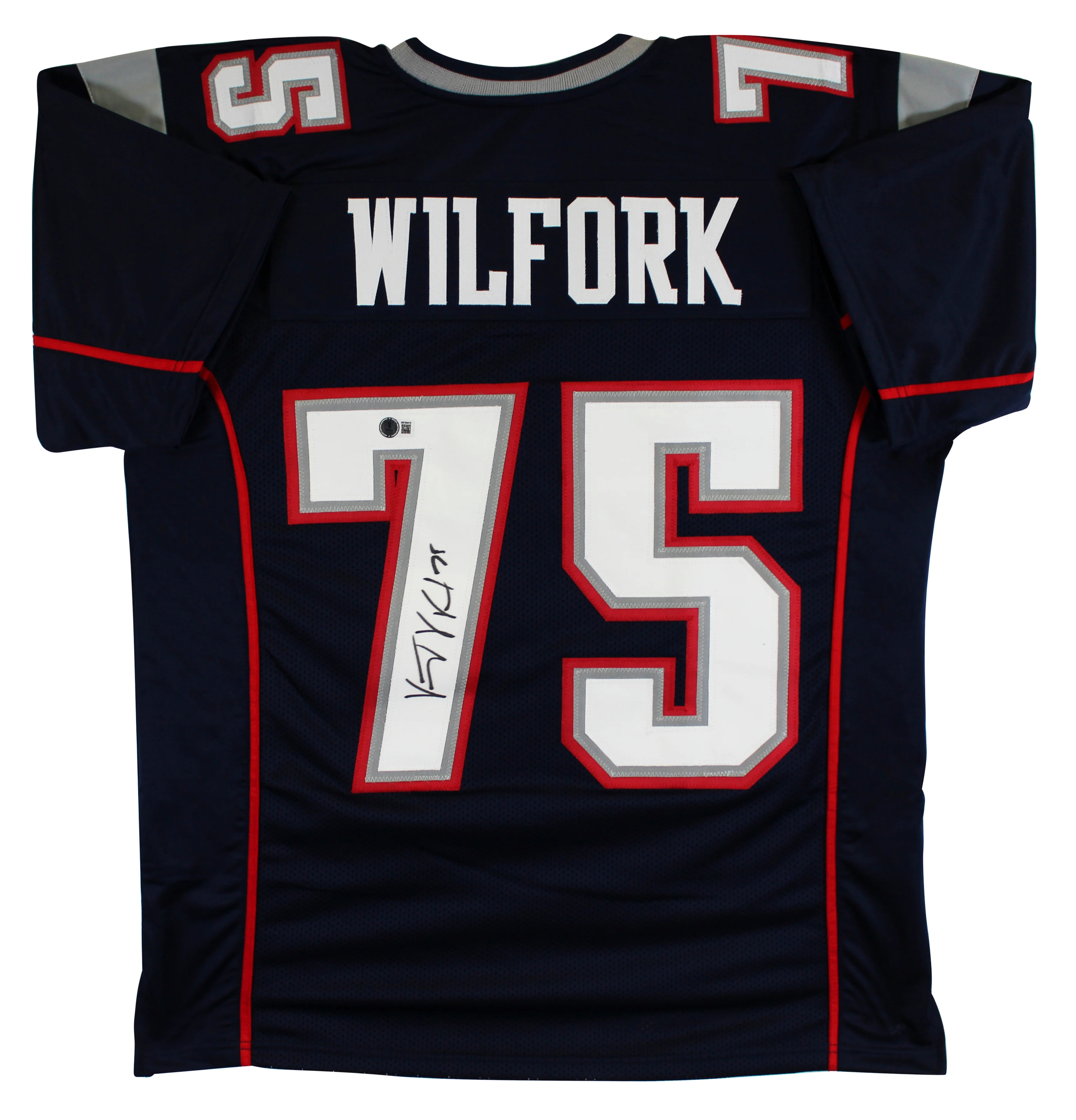 Vince Wilfork Authentic Signed Navy Pro Style Jersey Autographed BAS Witnessed - Image 2