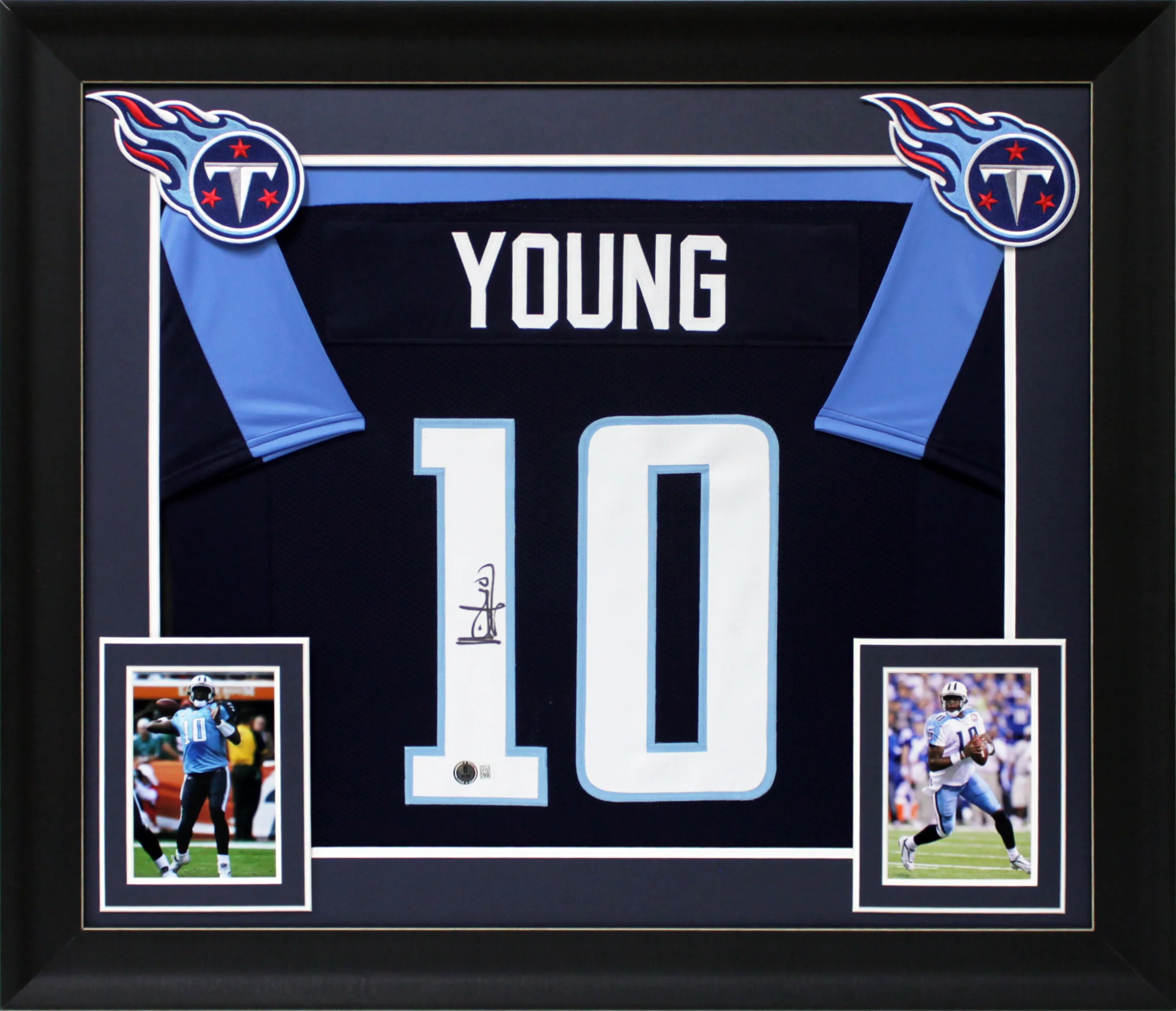 Vince Young Authentic Signed Blue Pro Style Framed Jersey BAS Witnessed - Image 2