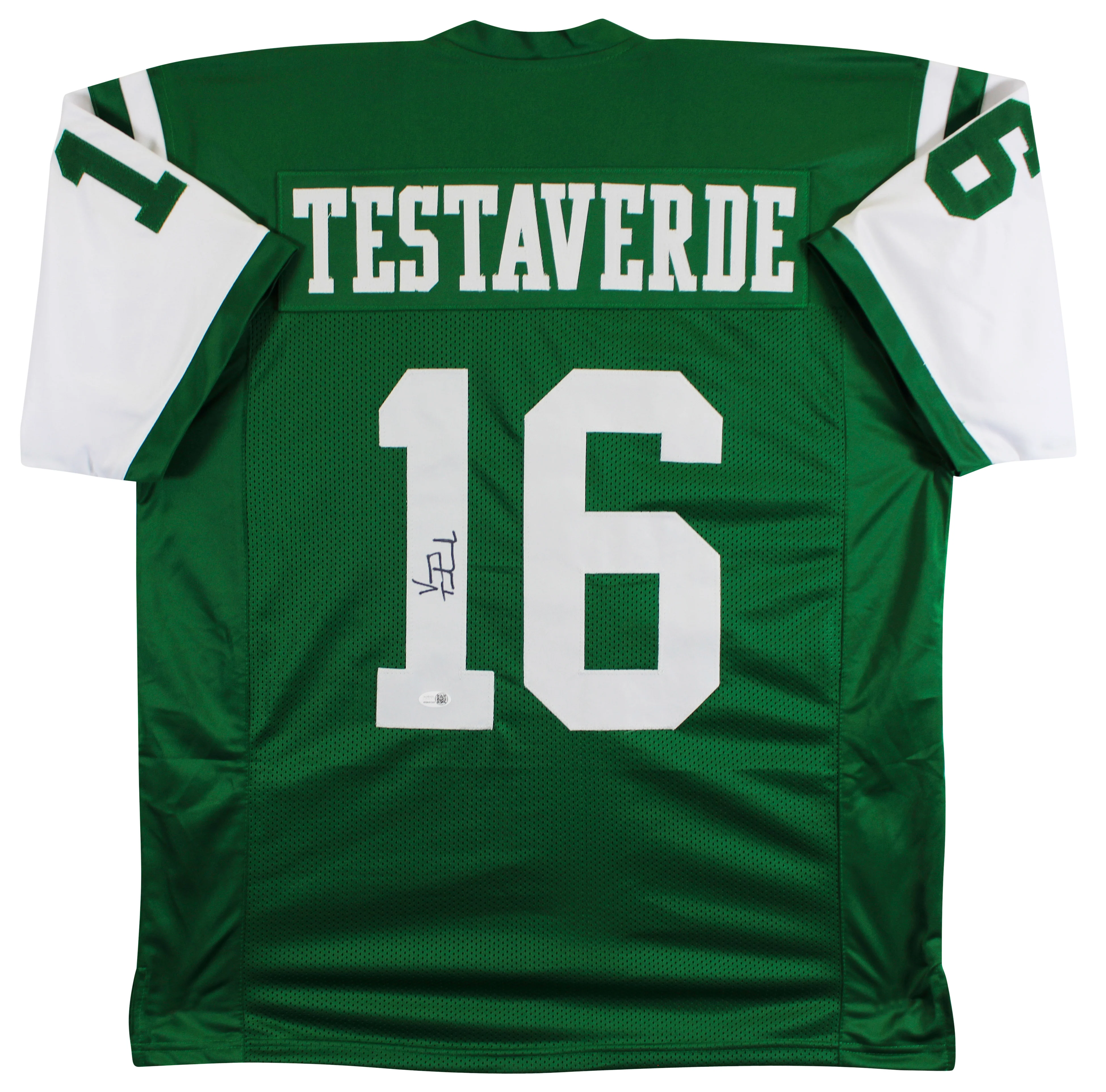 Vinny Testaverde Authentic Signed Green Pro Style Jersey Autographed JSA Witness - Image 2