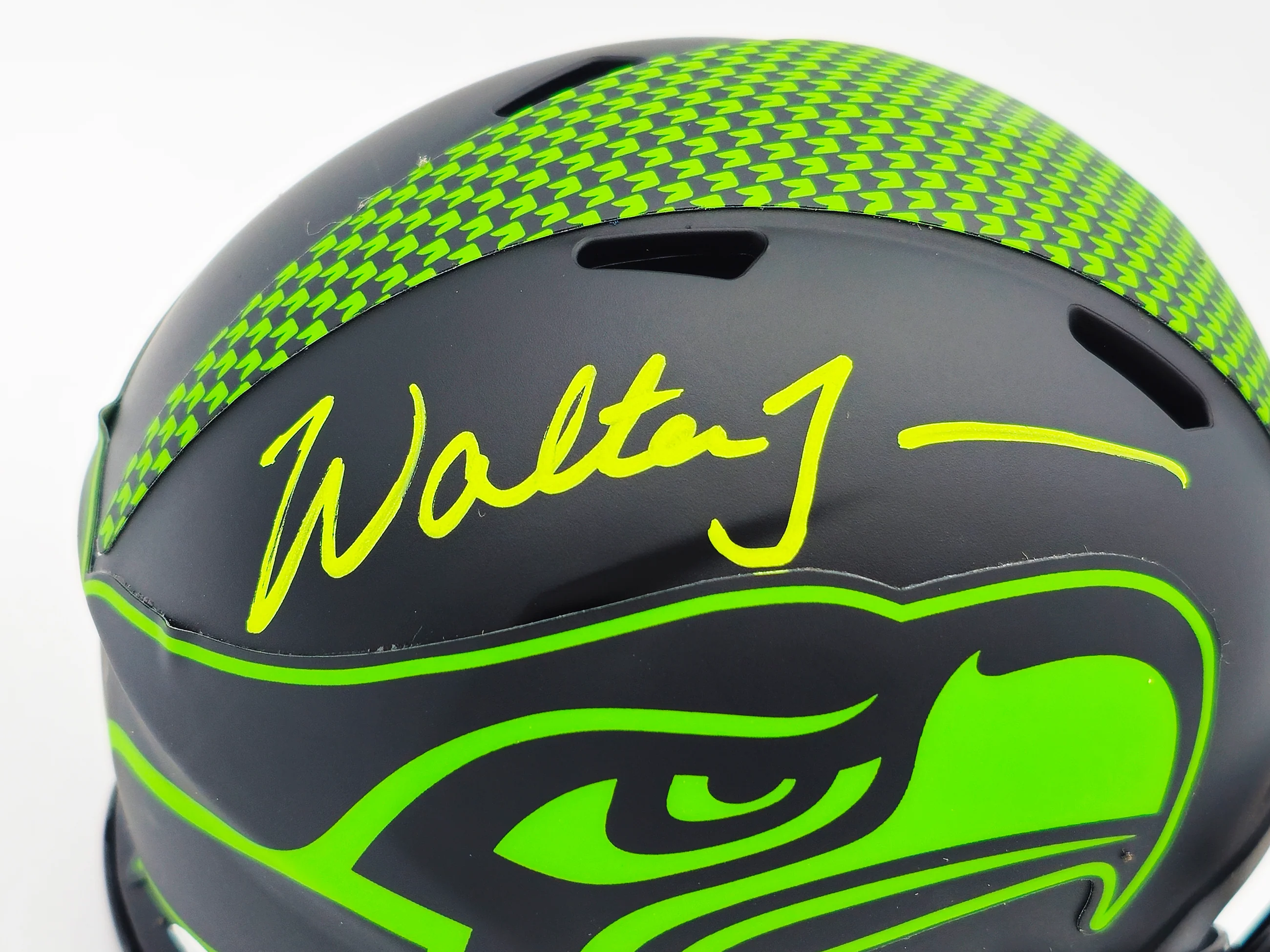 Walter Jones Autographed Seattle Seahawks Eclipse Black Speed Mini Helmet JSA Stock #234547 - Image 2