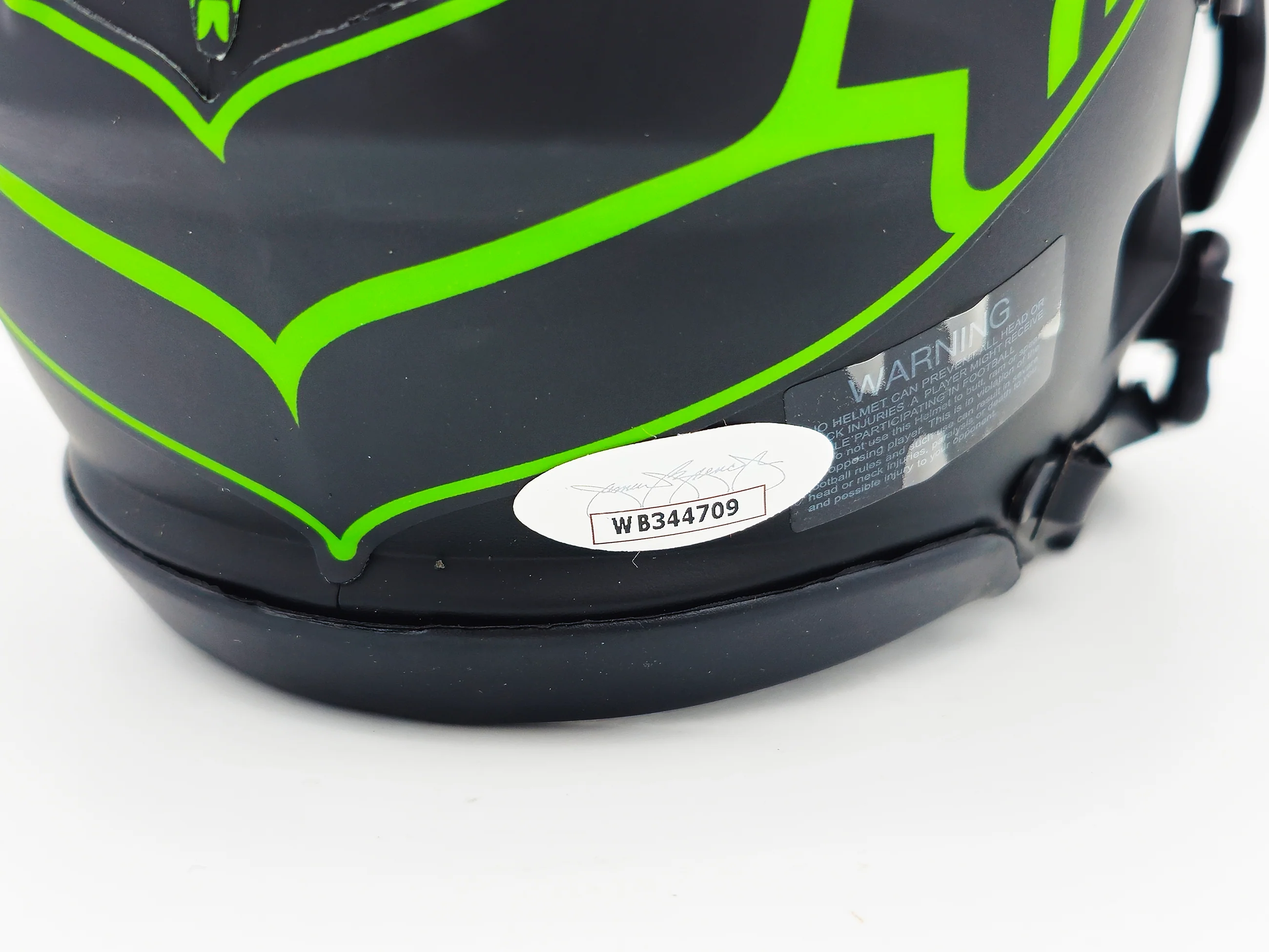 Walter Jones Autographed Seattle Seahawks Eclipse Black Speed Mini Helmet JSA Stock #234547 - Image 5