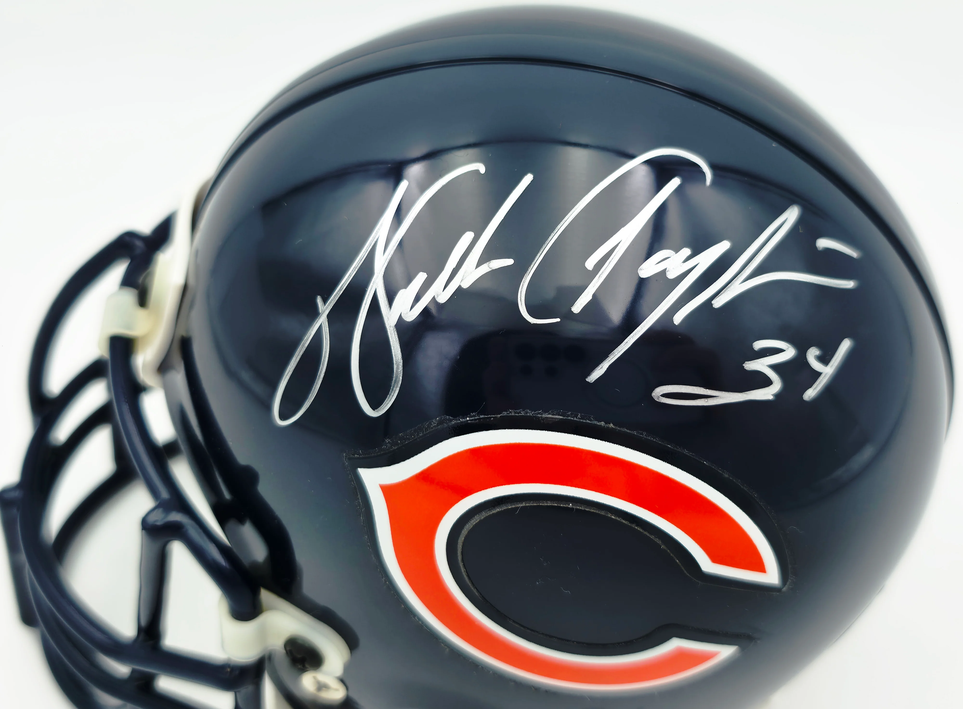 Walter Payton Autographed Chicago Bears Blue Riddell Mini Helmet "34" Beckett BAS #AE85516 - Image 2