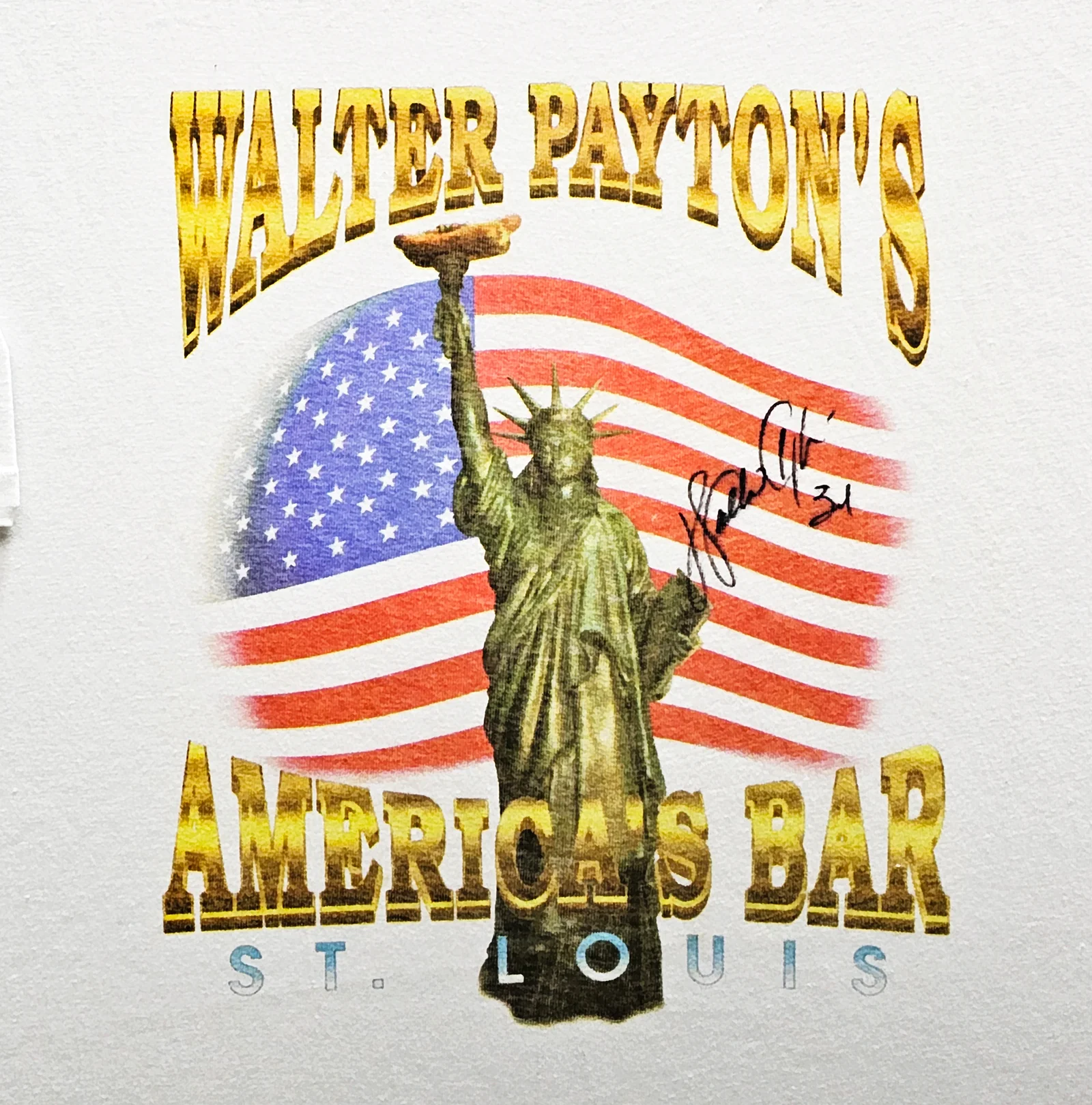 Walter Payton Autographed Framed White T-Shirt Chicago Bears "34" JSA #CC88893 - Image 3