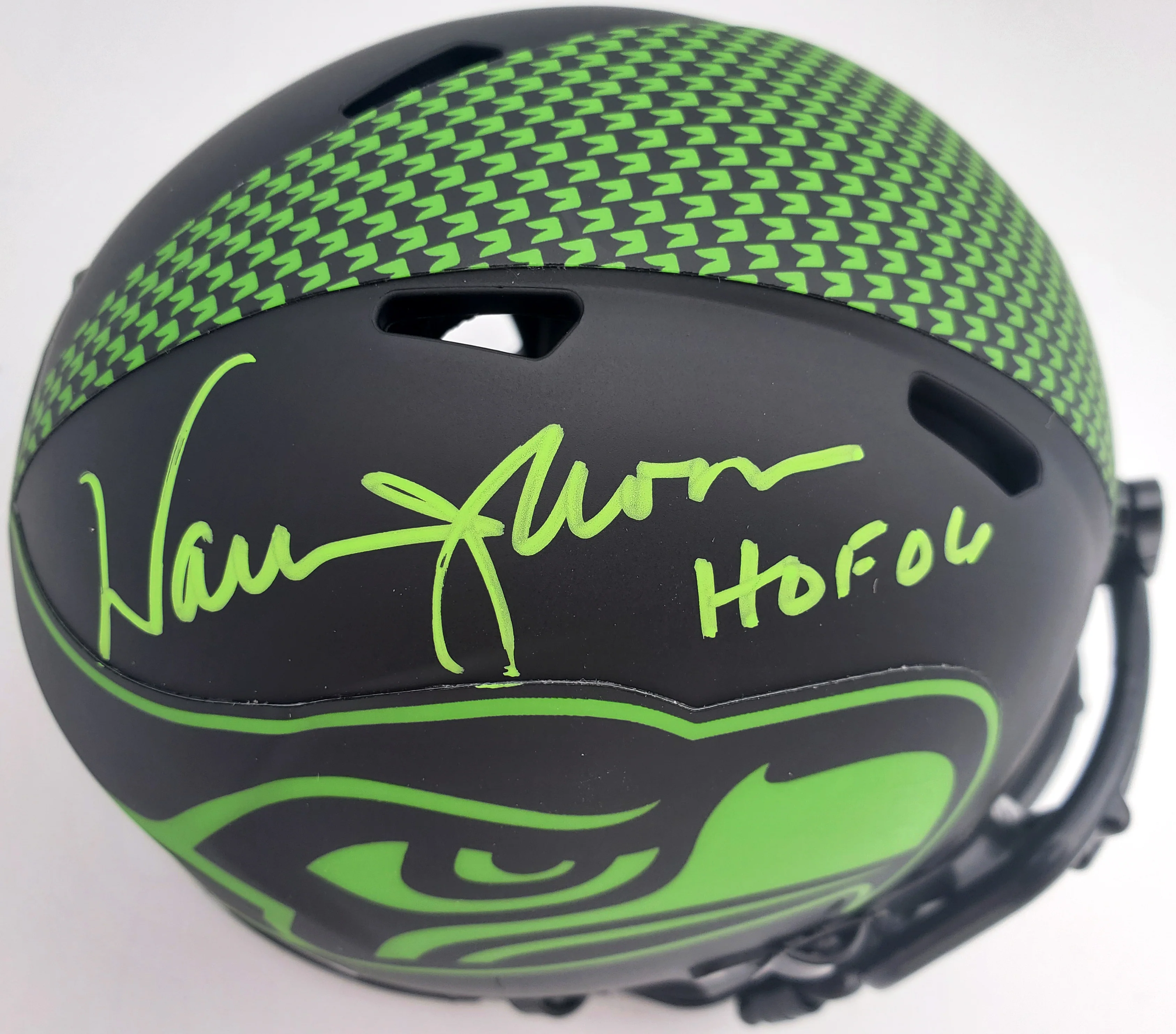 Warren Moon Autographed Eclipse Black Seattle Seahawks Speed Mini Helmet "HOF 06" MCS Holo Stock #185813 - Image 2