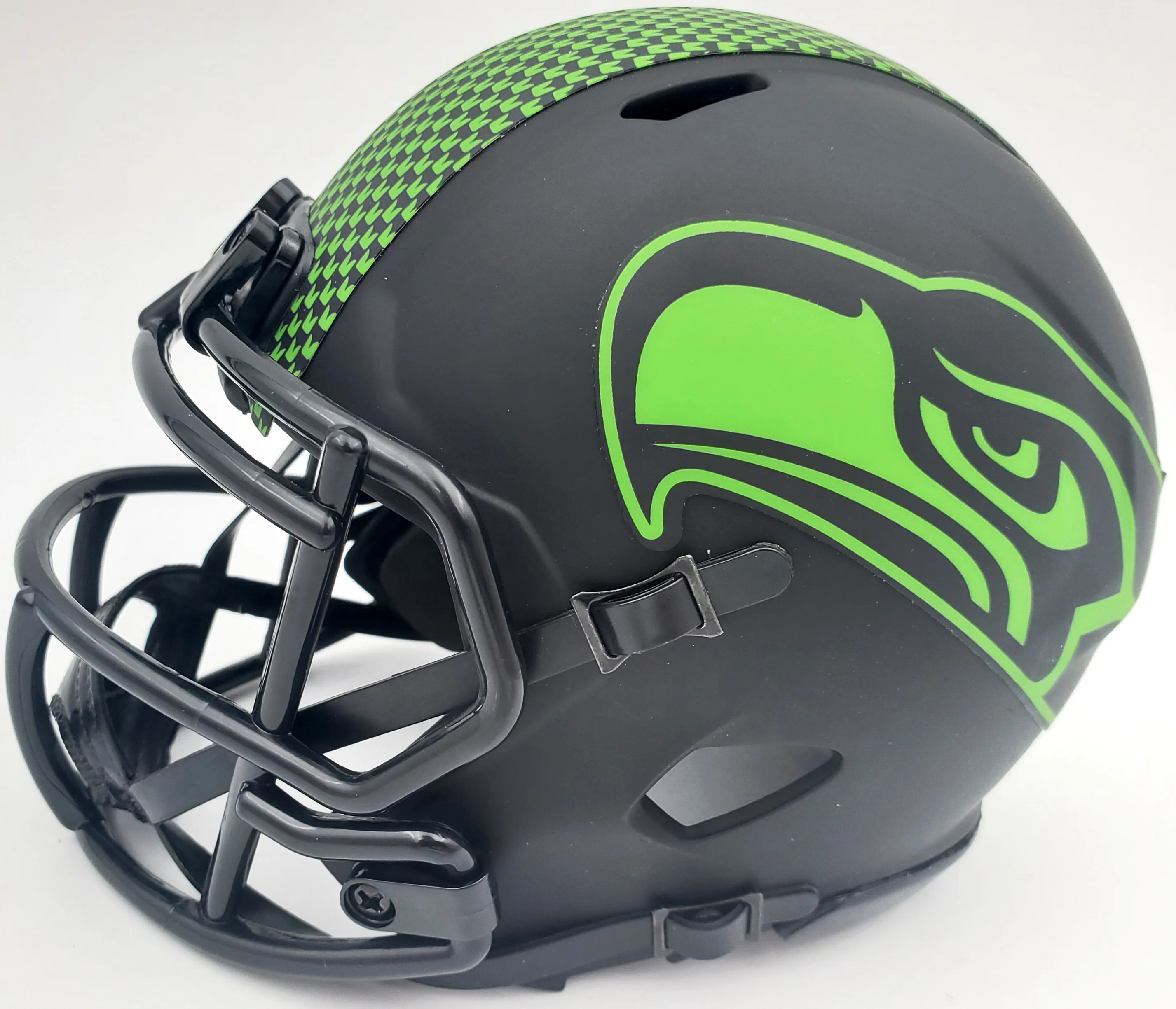 Warren Moon Autographed Eclipse Black Seattle Seahawks Speed Mini Helmet "HOF 06" MCS Holo Stock #185813 - Image 4