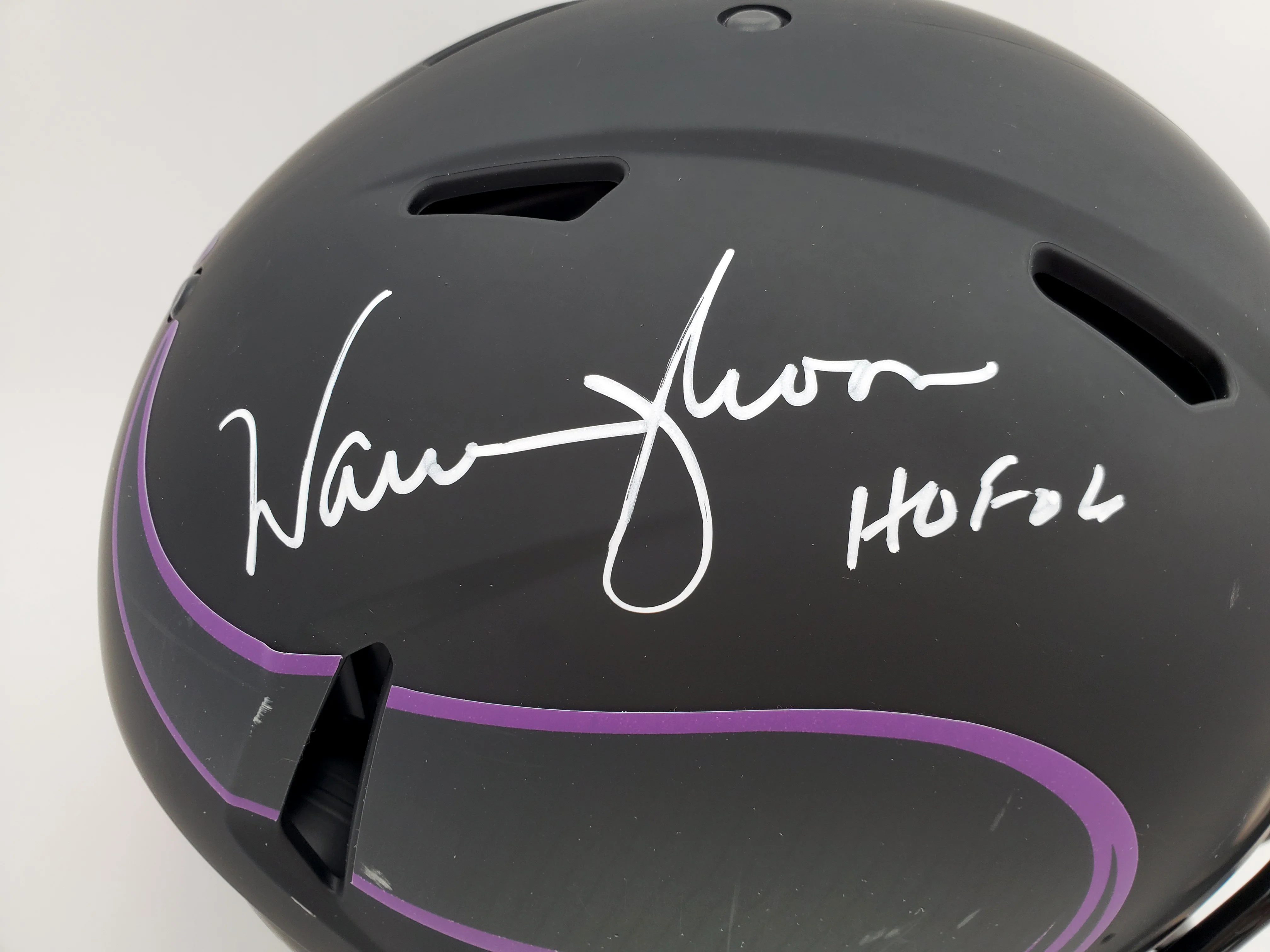Warren Moon Autographed Minnesota Vikings Eclipse Black Full Size Speed Authentic Helmet "HOF 06" MCS Holo Stock #187024 - Image 2