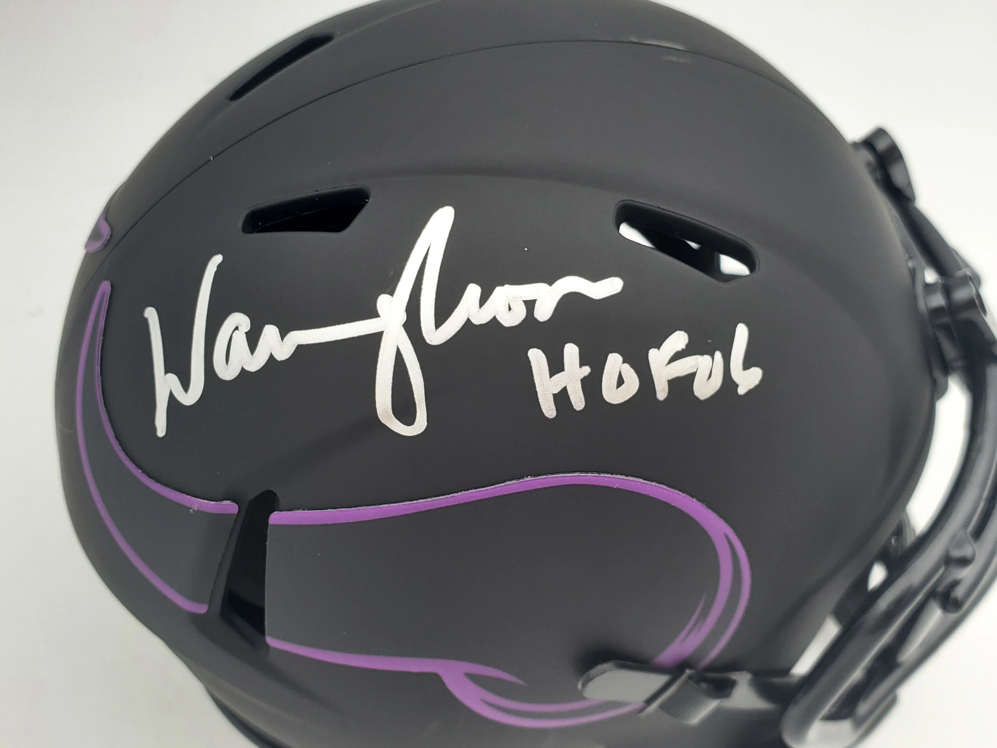 Warren Moon Autographed Minnesota Vikings Eclipse Black Mini Helmet "HOF 06" MCS Holo Stock #197050 - Image 2