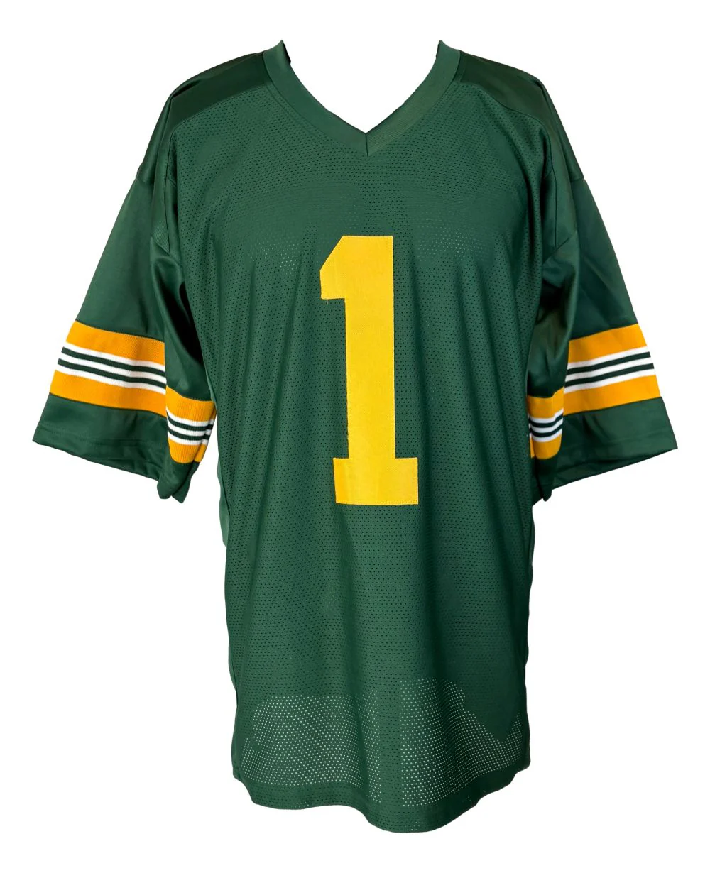 Warren Moon Edmonton Signed Green Football Jersey CHOF 01 Inscribed BAS - Image 3