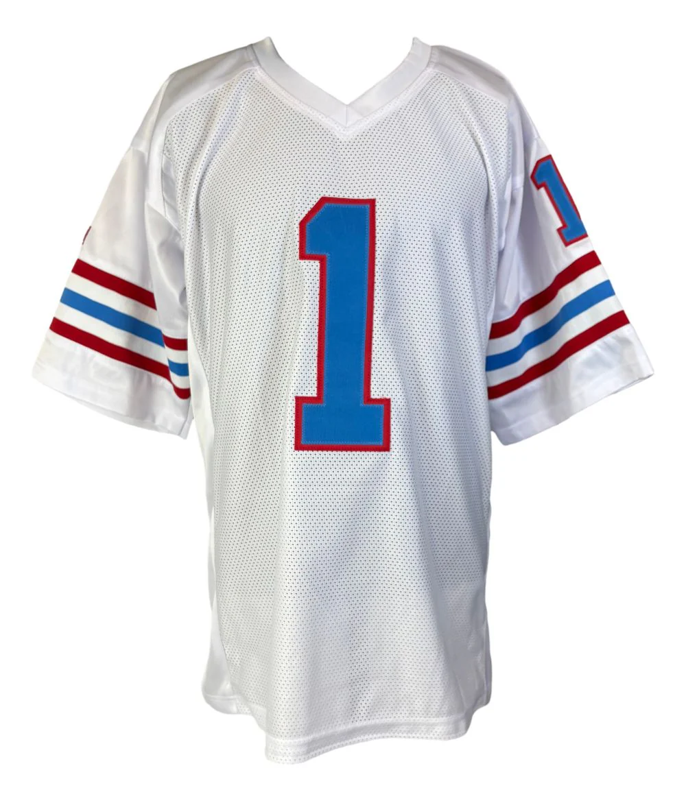 Warren Moon Houston Signed White Football Jersey HOF 06 Inscribed BAS - Image 3