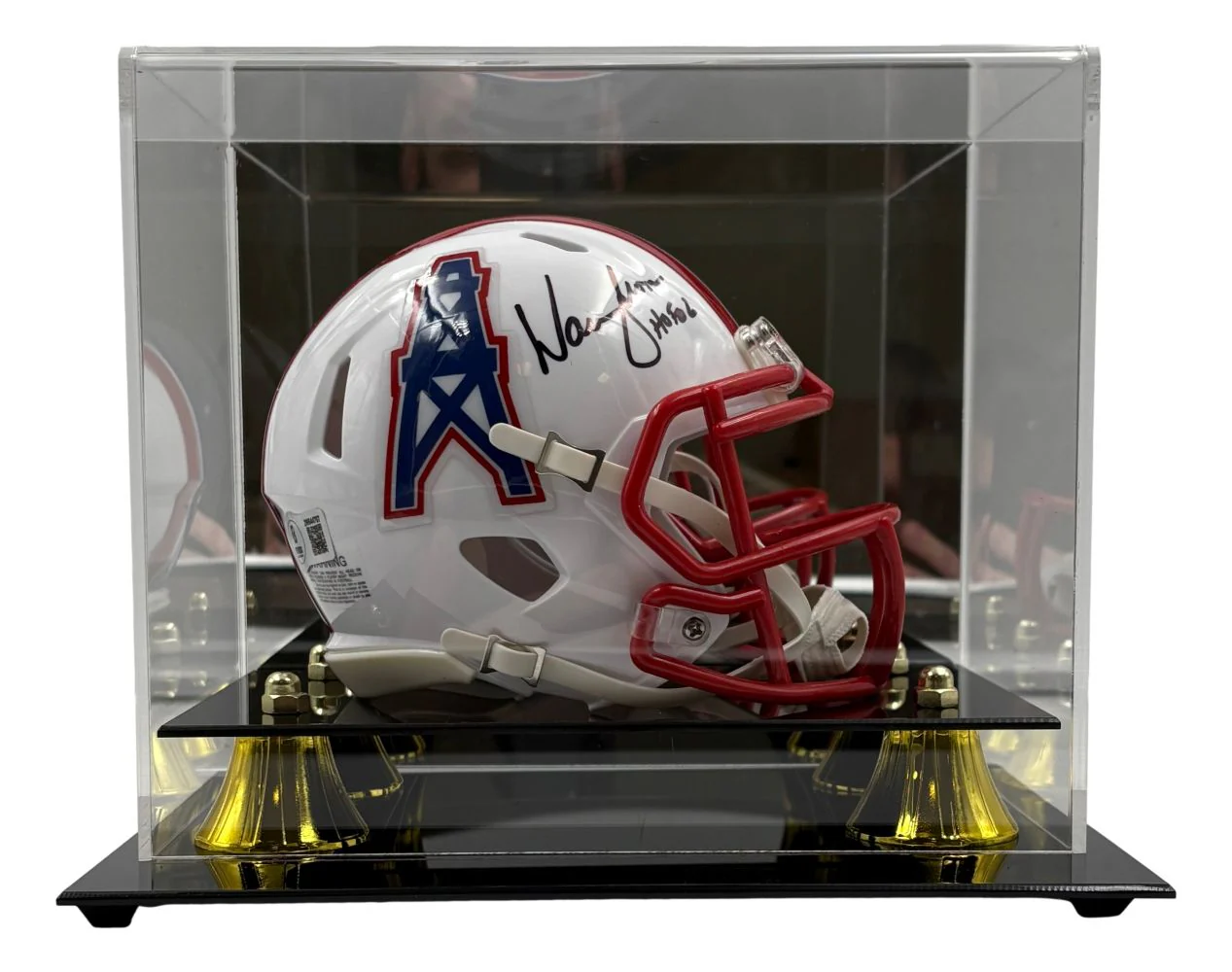 Warren Moon Signed Houston Oilers Mini Speed Helmet HOF 06 Inscribed BAS w/ Case