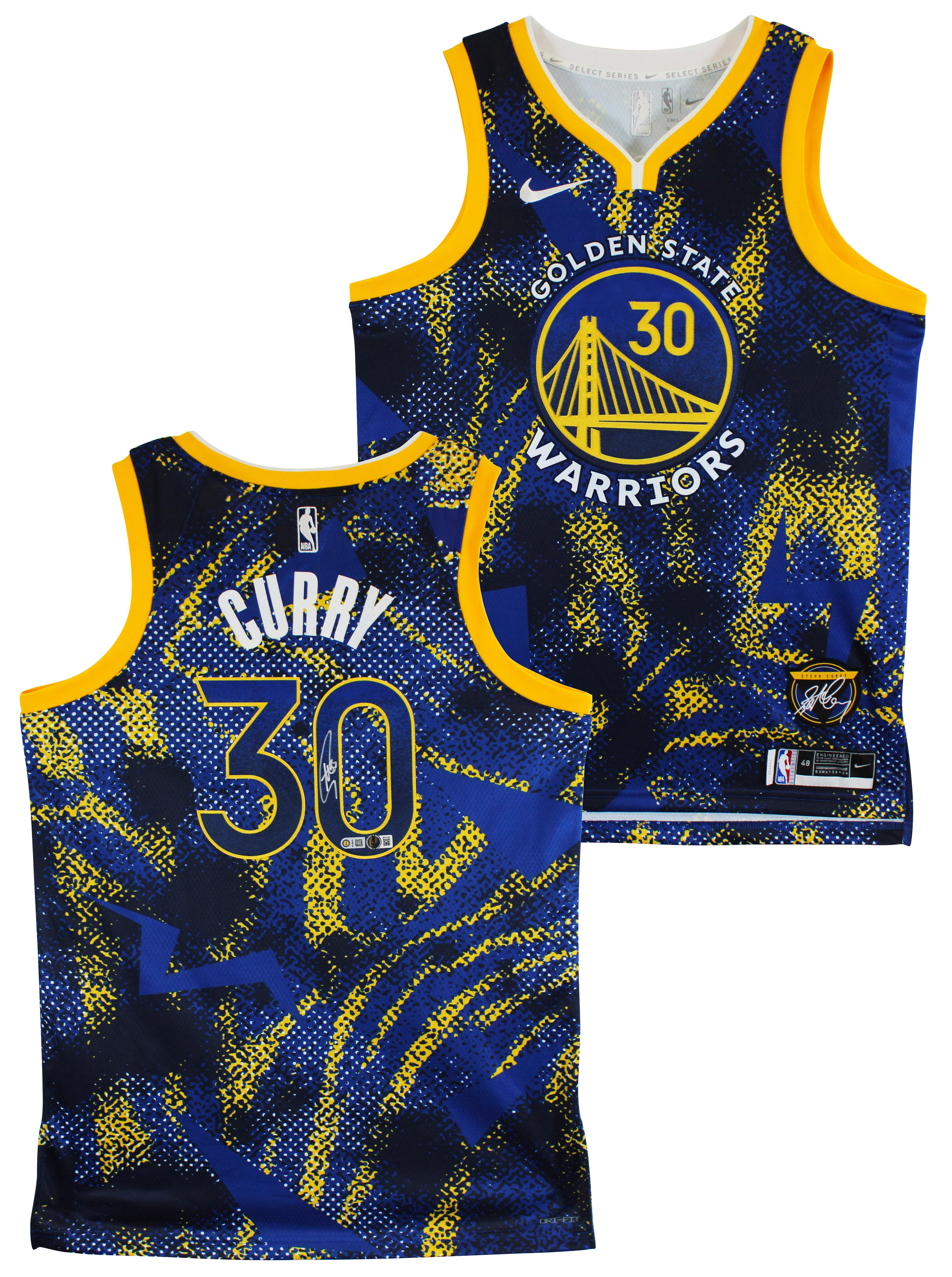 Warriors Stephen Curry Authentic Signed Blue Nike Select Jersey BAS Witnessed - Image 2