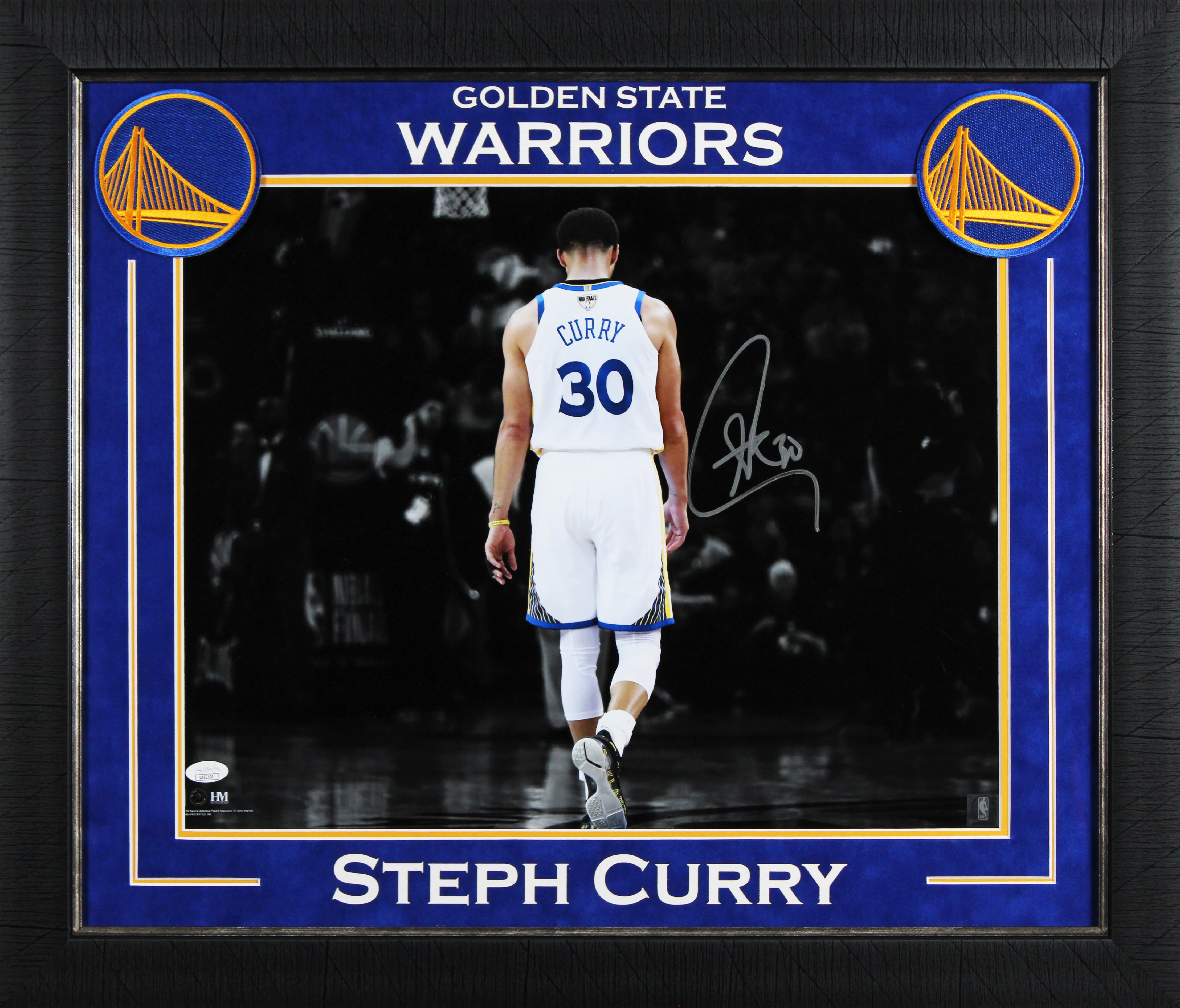 Warriors Stephen Curry Signed 16x20 Horizontal Spotlight Framed Photo JSA 5 - Image 2