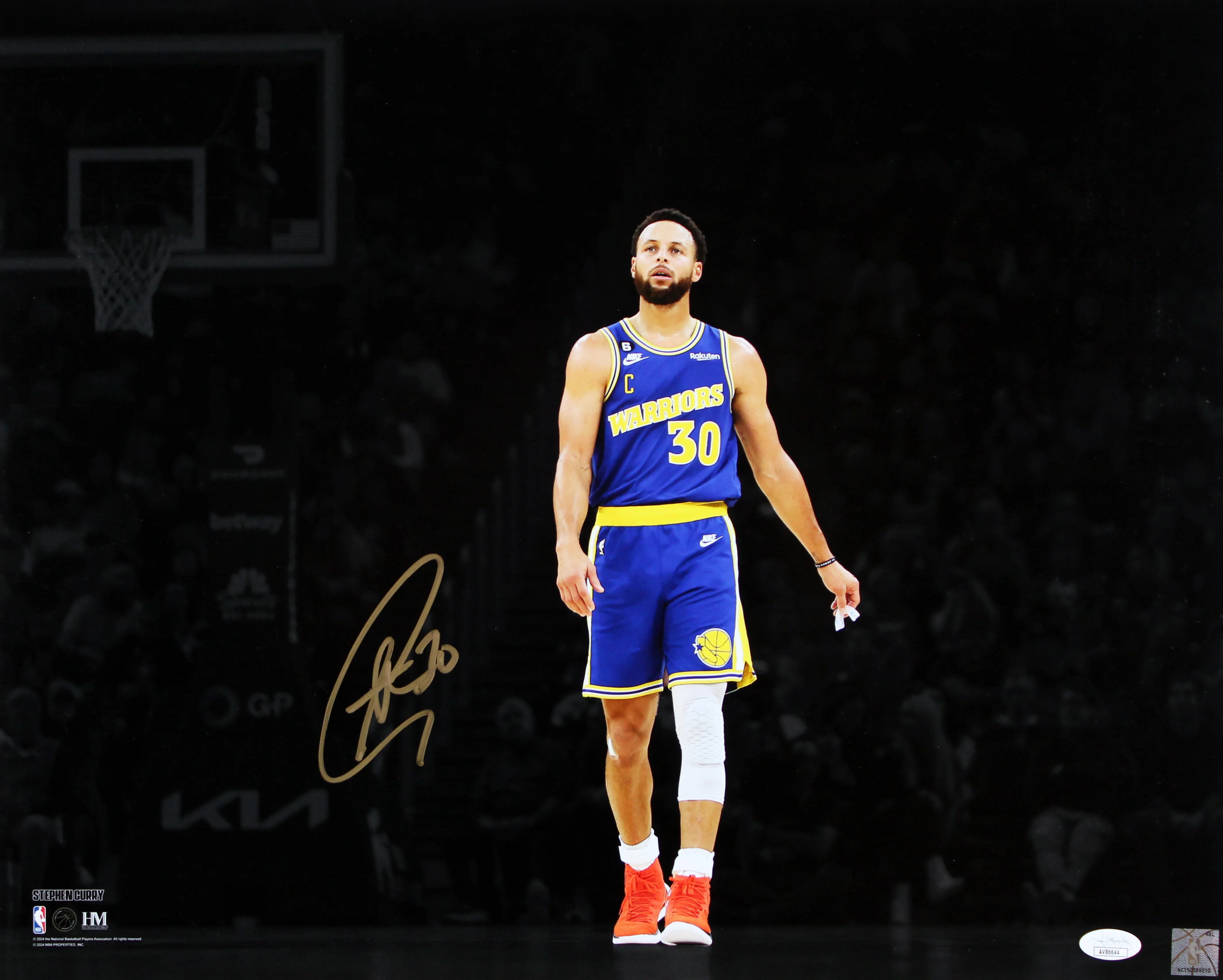 Warriors Stephen Curry Signed 16x20 Horizontal Spotlight Posing Photo JSA - Image 2