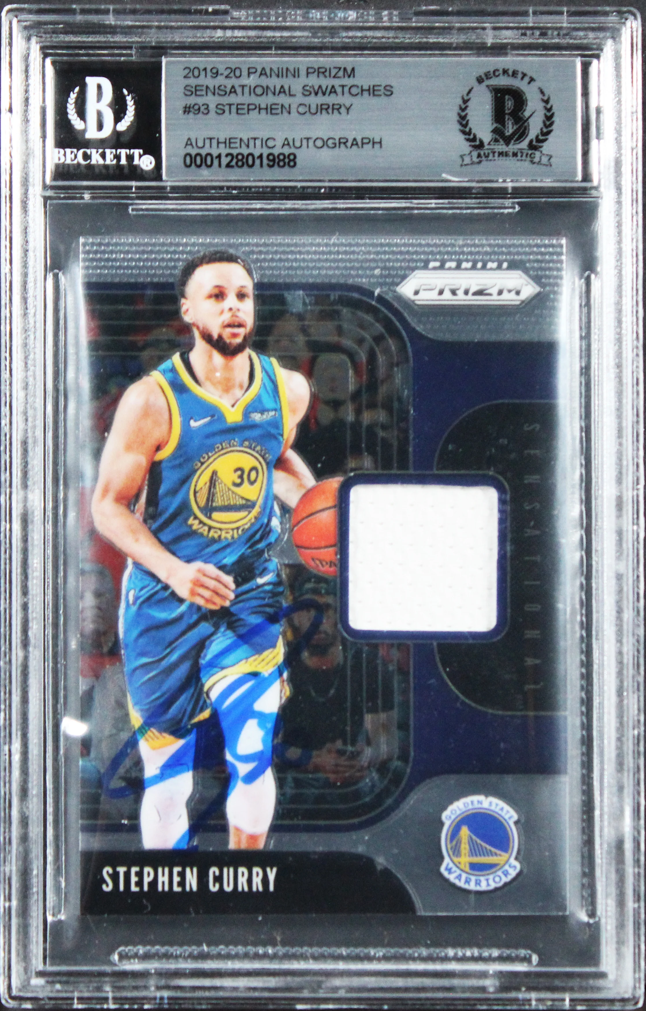 Warriors Stephen Curry Signed 2019 Panini Prizm SS #93 Card Auto 10! BAS Slabbed - Image 2