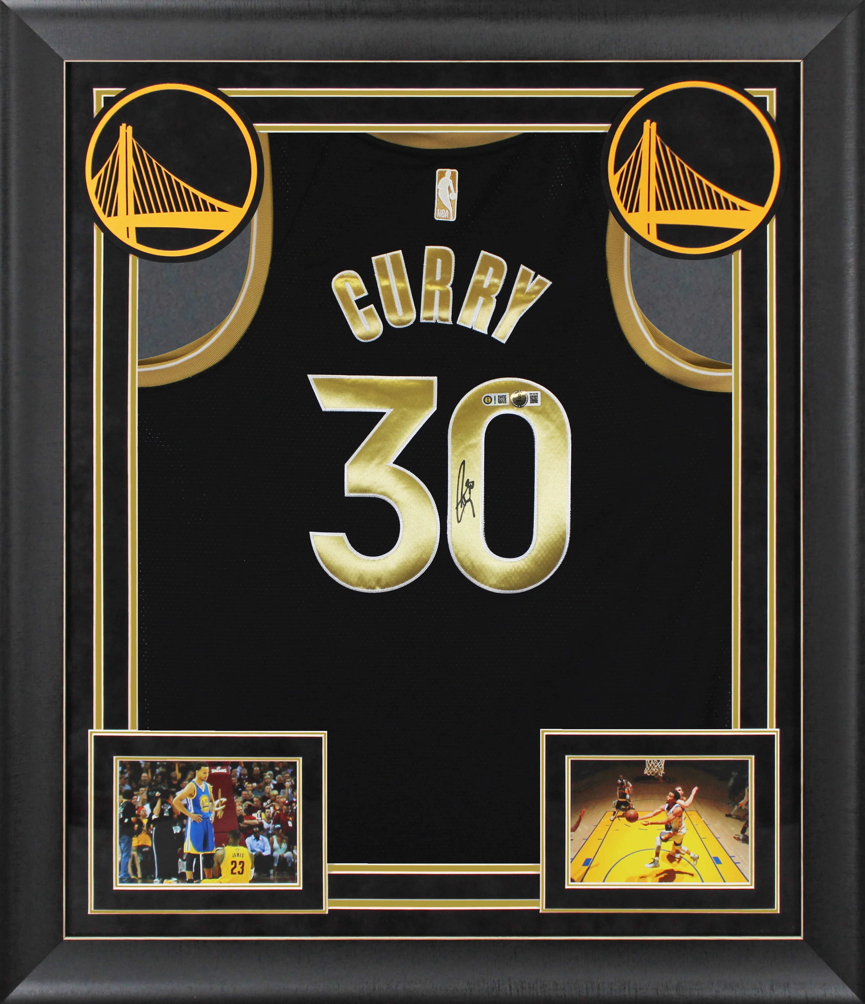 Warriors Stephen Curry Signed Black Jordan Brand Nike SC Ed. Framed Jersey BAS W - Image 2
