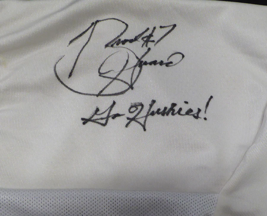 Washington Huskies Brock Huard Autographed White Jersey "Go Huskies!" 1997 Jeep Aloha Bowl Beckett BAS QR #BS30294 - Image 3