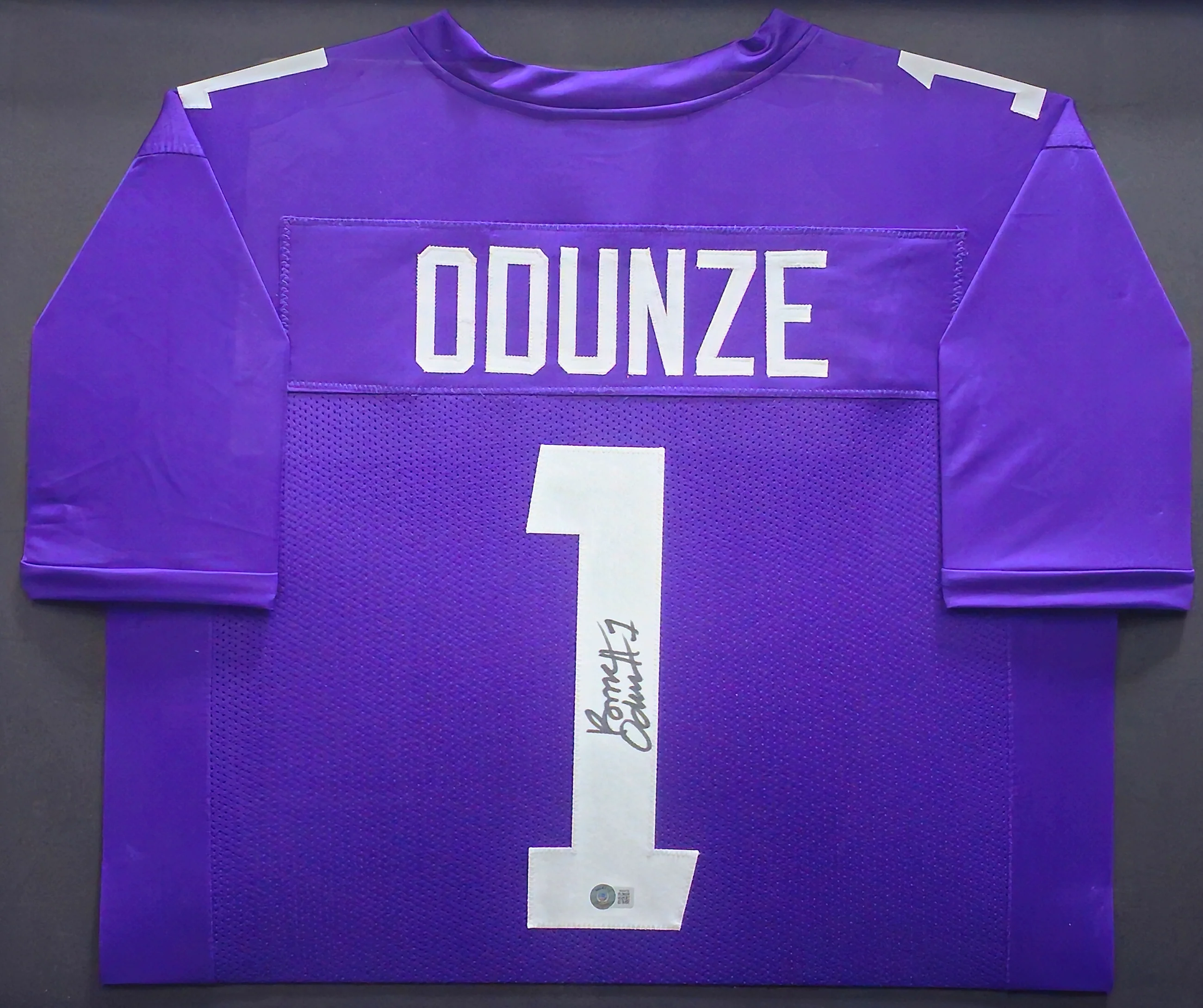 Washington Huskies Rome Odunze Autographed Framed Purple Jersey Beckett BAS Witness Stock #234602 - Image 2